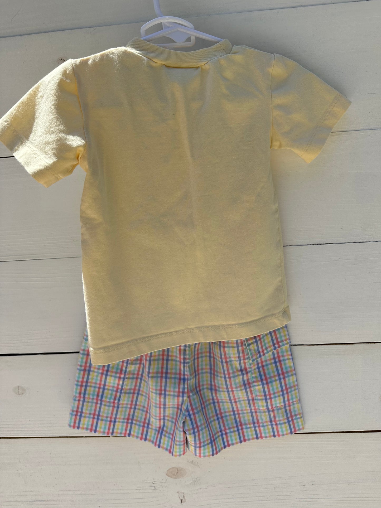 18m - Yellow & Plaid Appliqued Golf Shirt with Matching Shorts