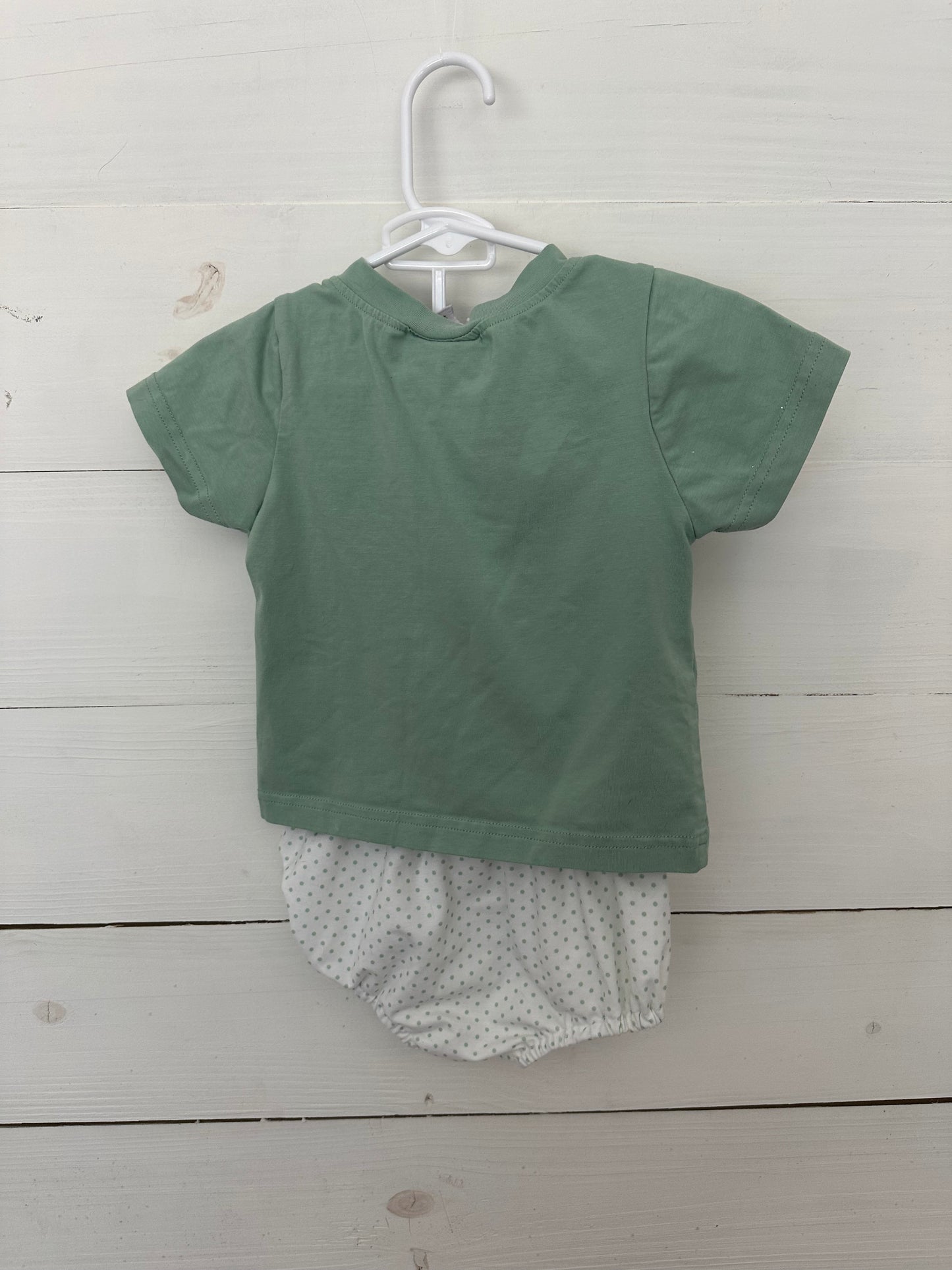 Saving Grace Smocks sage green french knot pumpkin diaper set