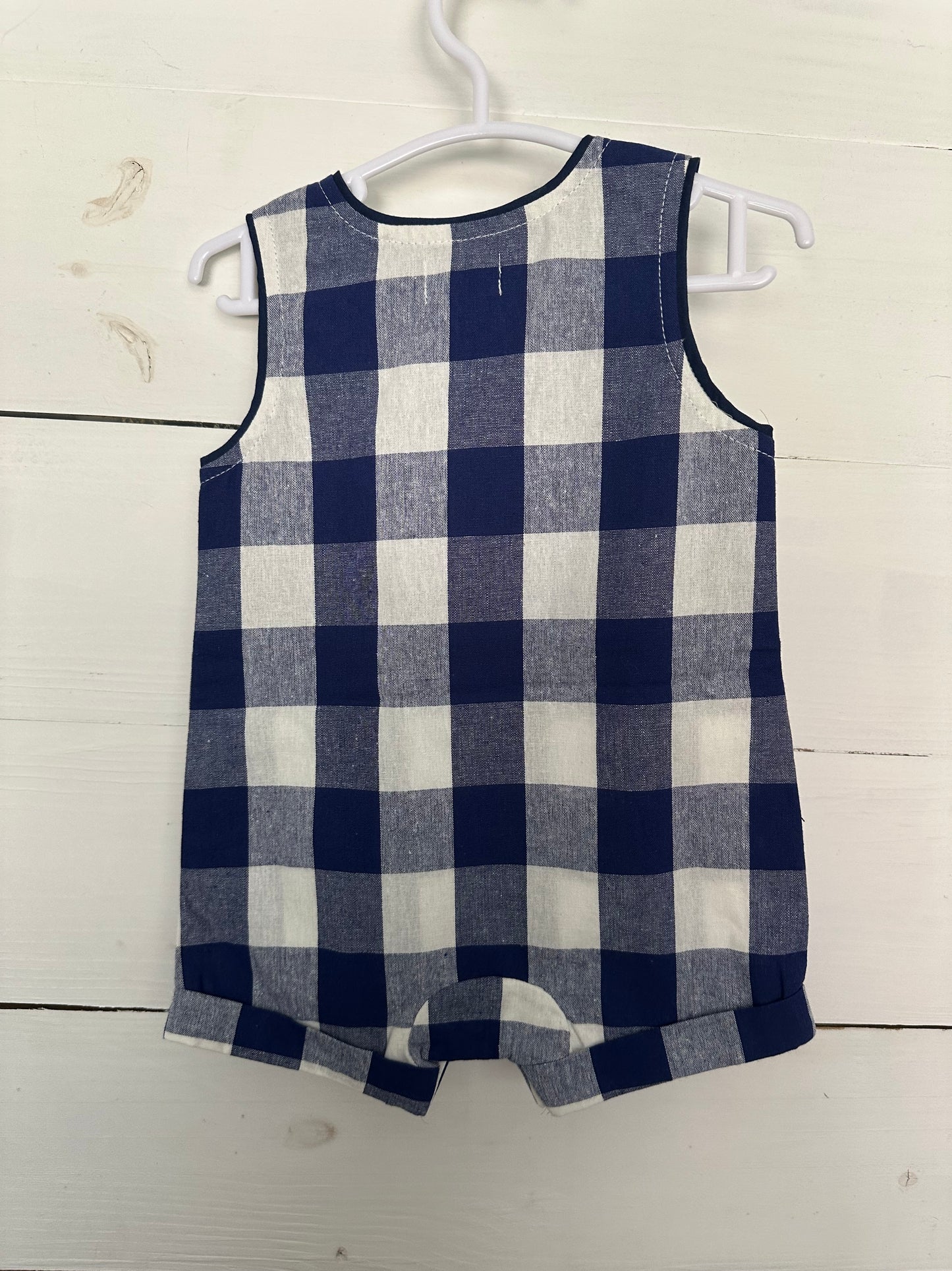 3-6M - Mud Pie Blue Buffalo Check Jon Jon