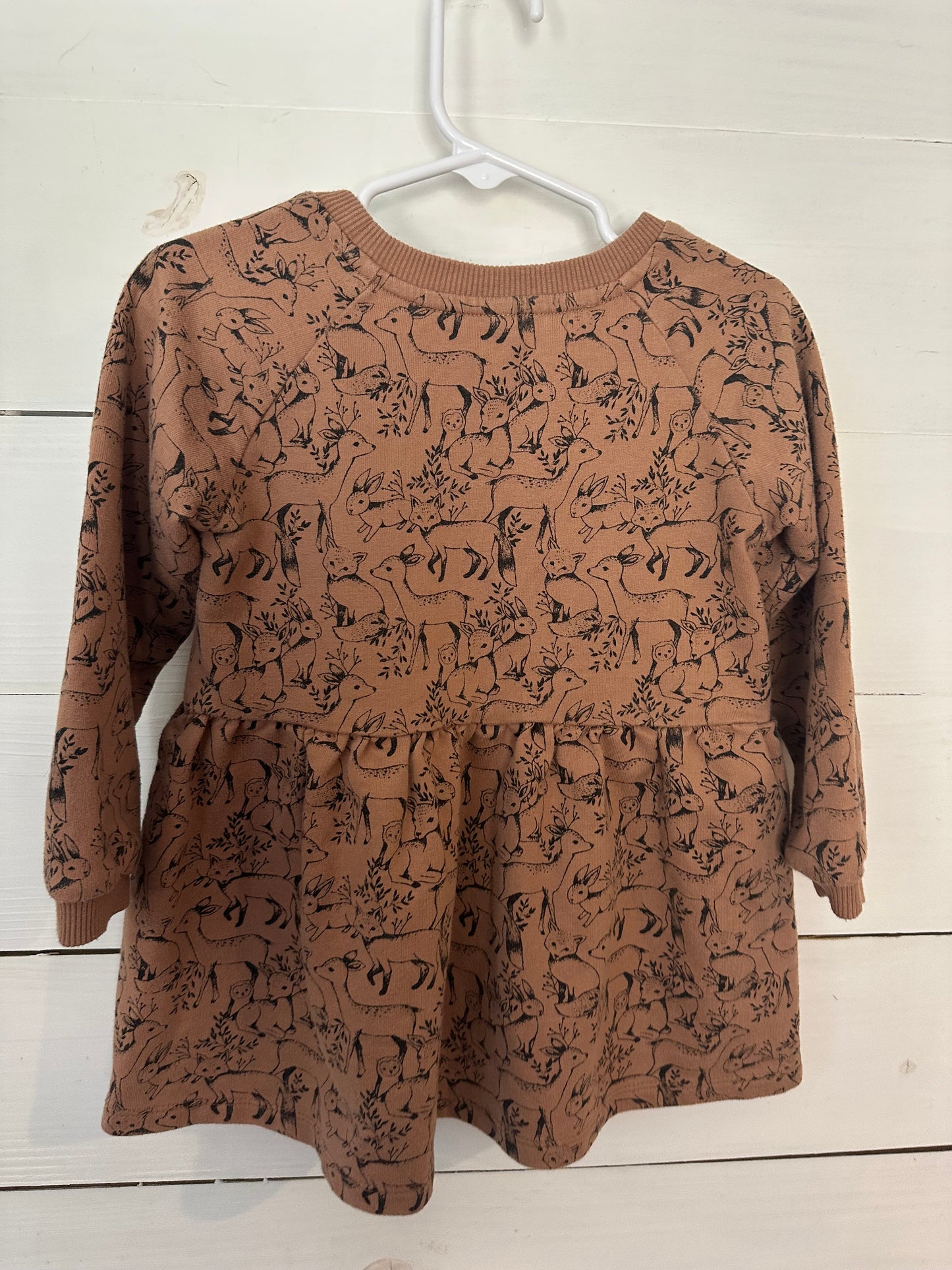 18/24M - Rylee + Cru Brown Sweater Dress with Woodland Animals