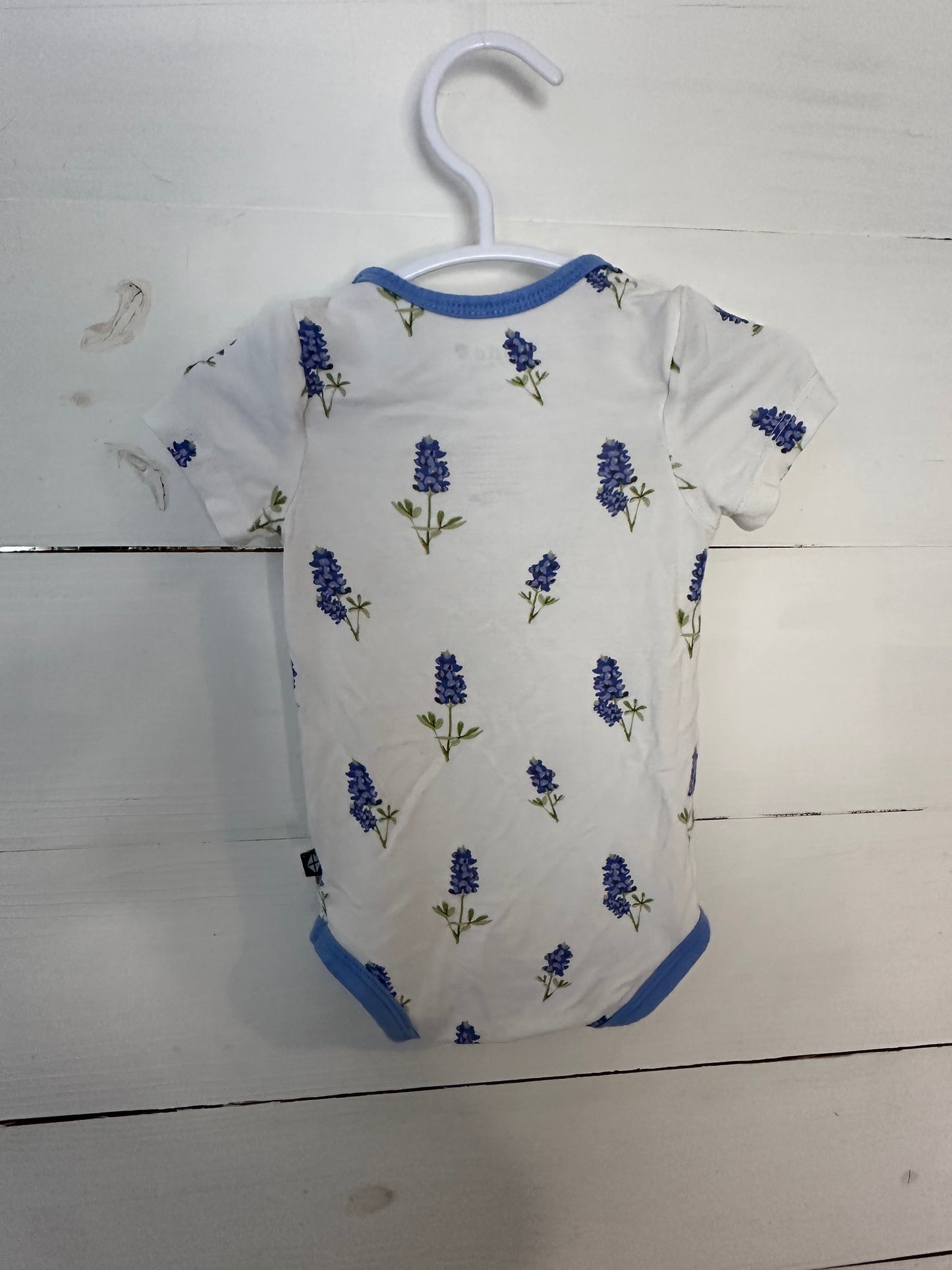 0-3M -Kyte Blue Bonnet Short Sleeve Onesie