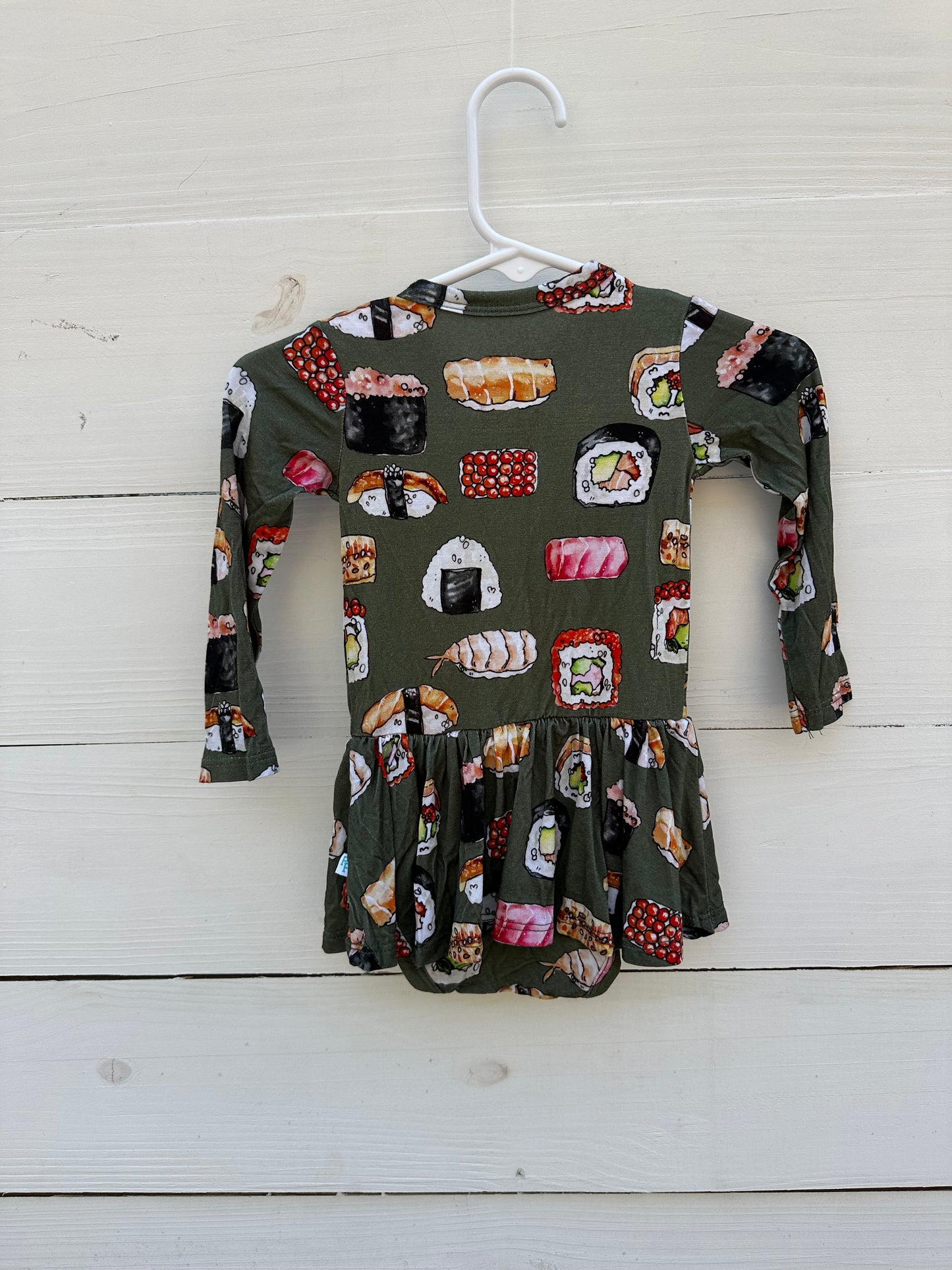 3/6M- Posh Peanut Sushi Long Sleeve Skirted Bubble