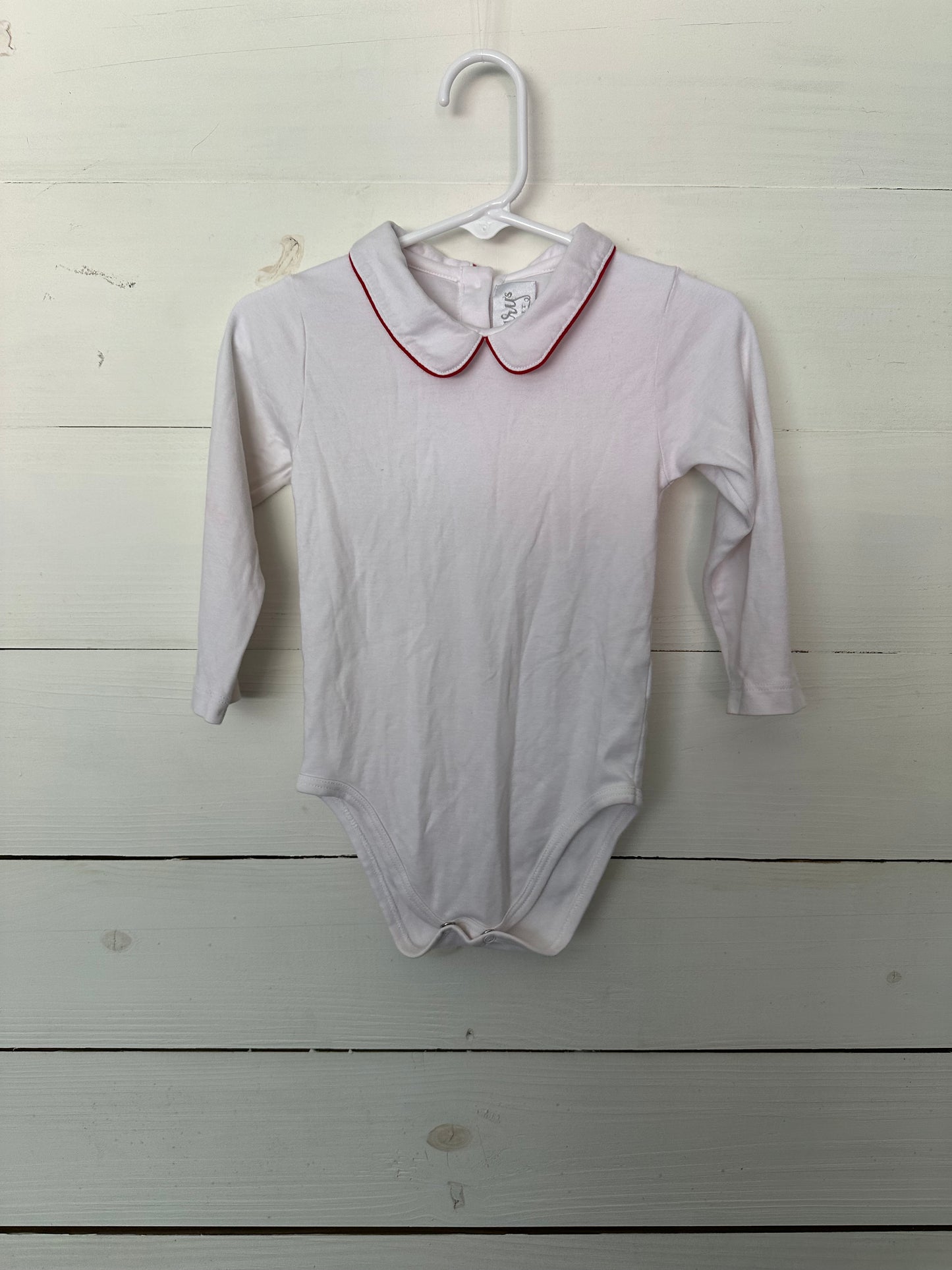 Cary's Closet Red Piped Perter Pant Collar Undershirt Bodysuit