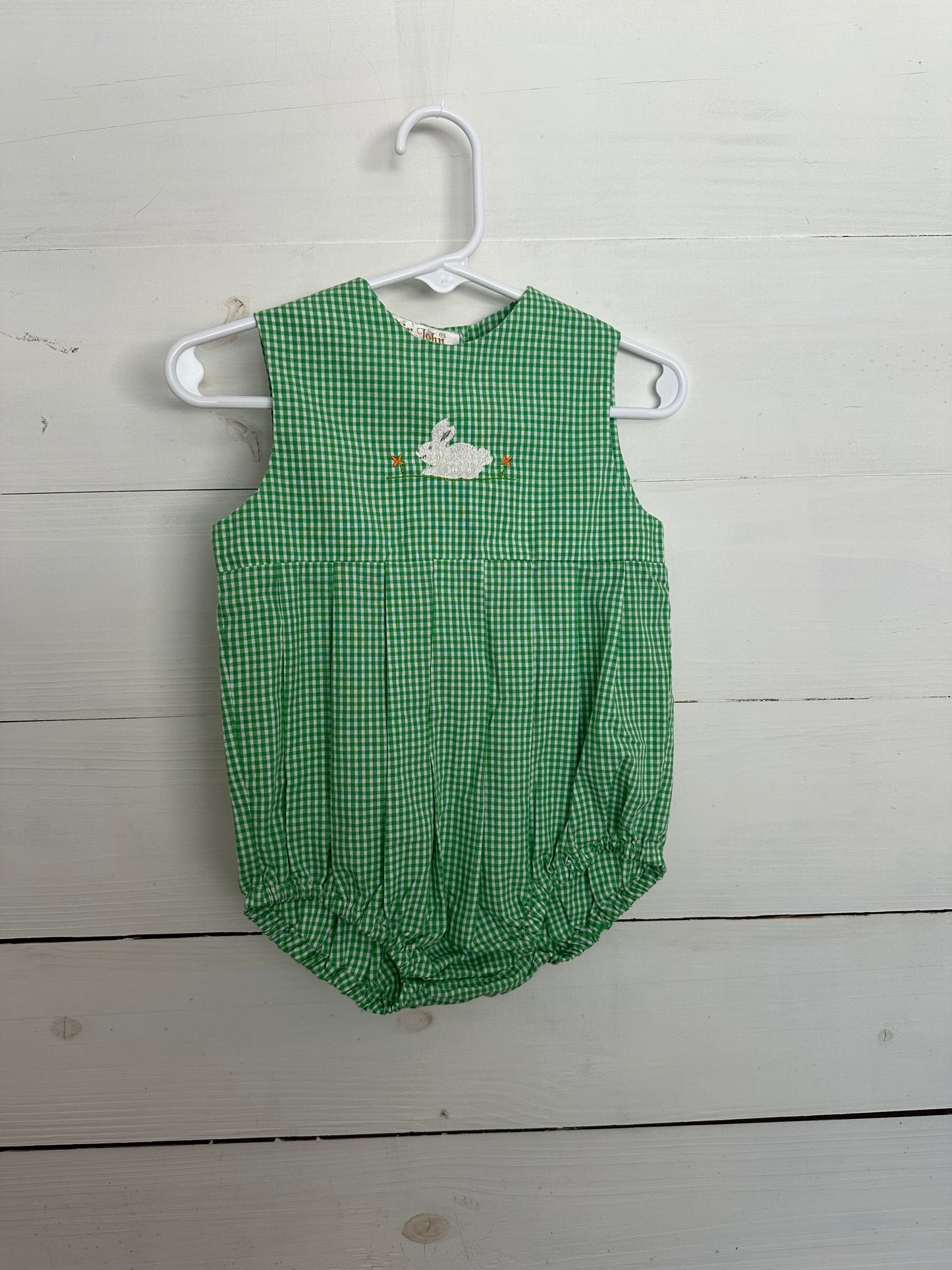 Sir John Green Gingham Bubble with Embroidered Bunny