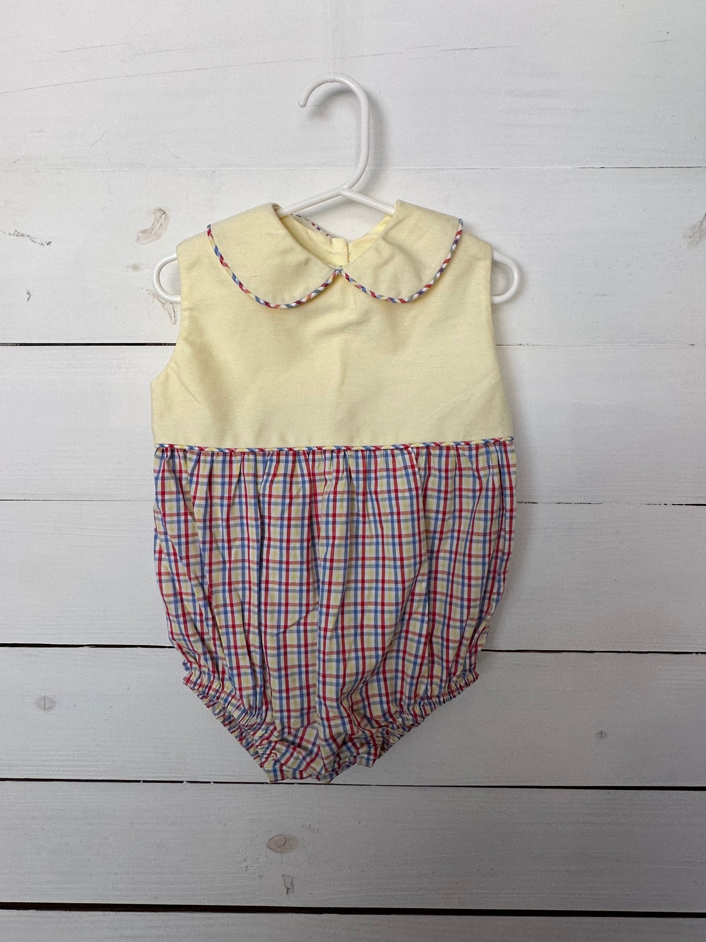 2T - Hannah Kate Yellow and Plaid Bubble with Peter Pan Collar