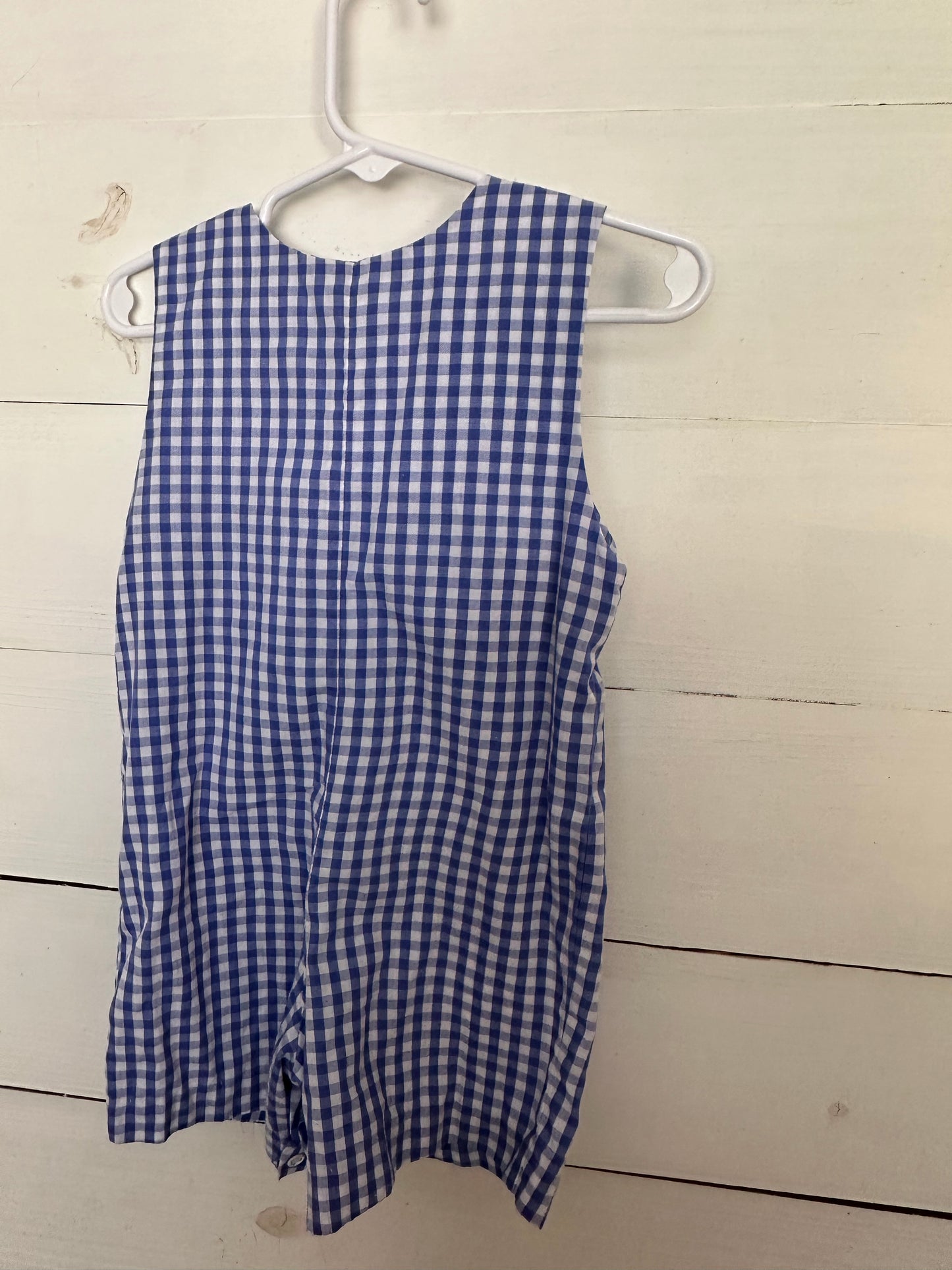 Blue Gingham Jon Jon with smocked footballs