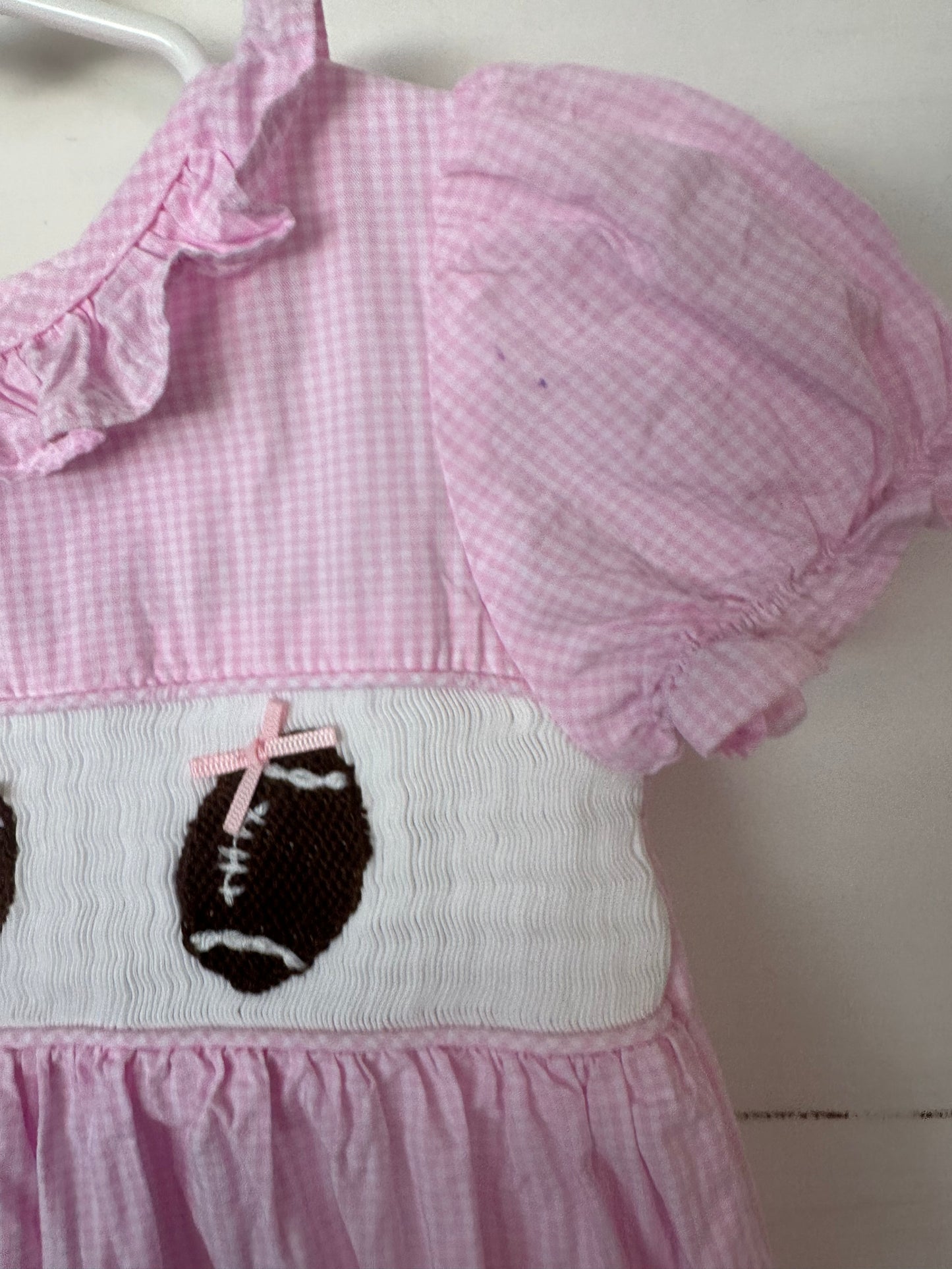 2T - Cecil & Lou Pink Gingham and Smocked Football Dresses