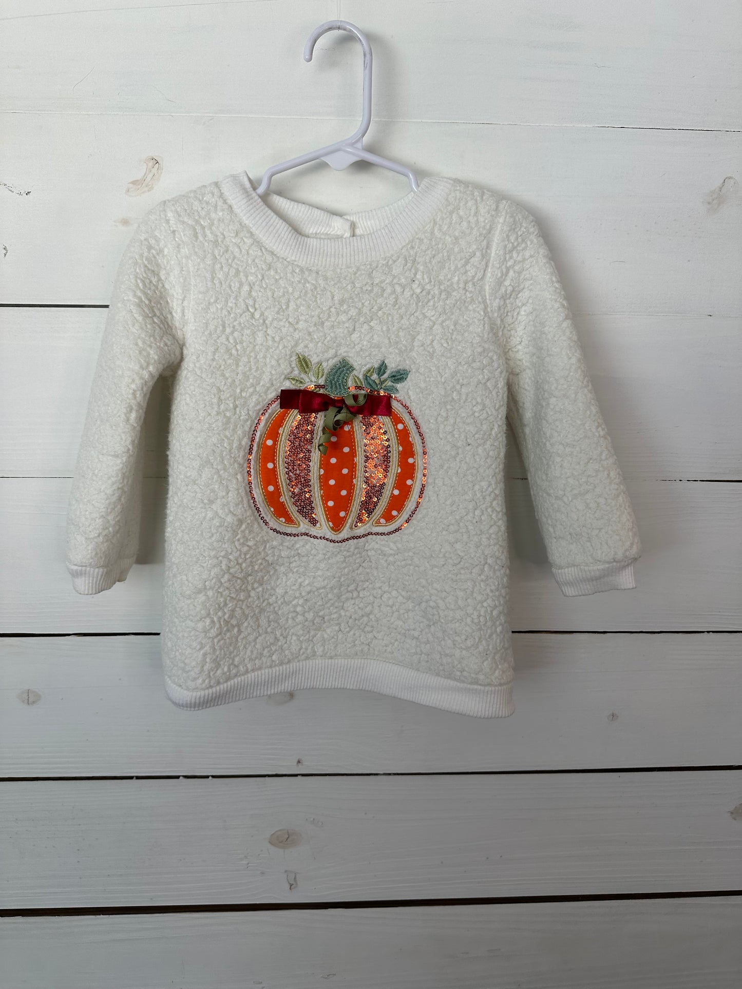 2t - Little Lass Sherpa Pumpkin Sweatshirt with Pumpkin