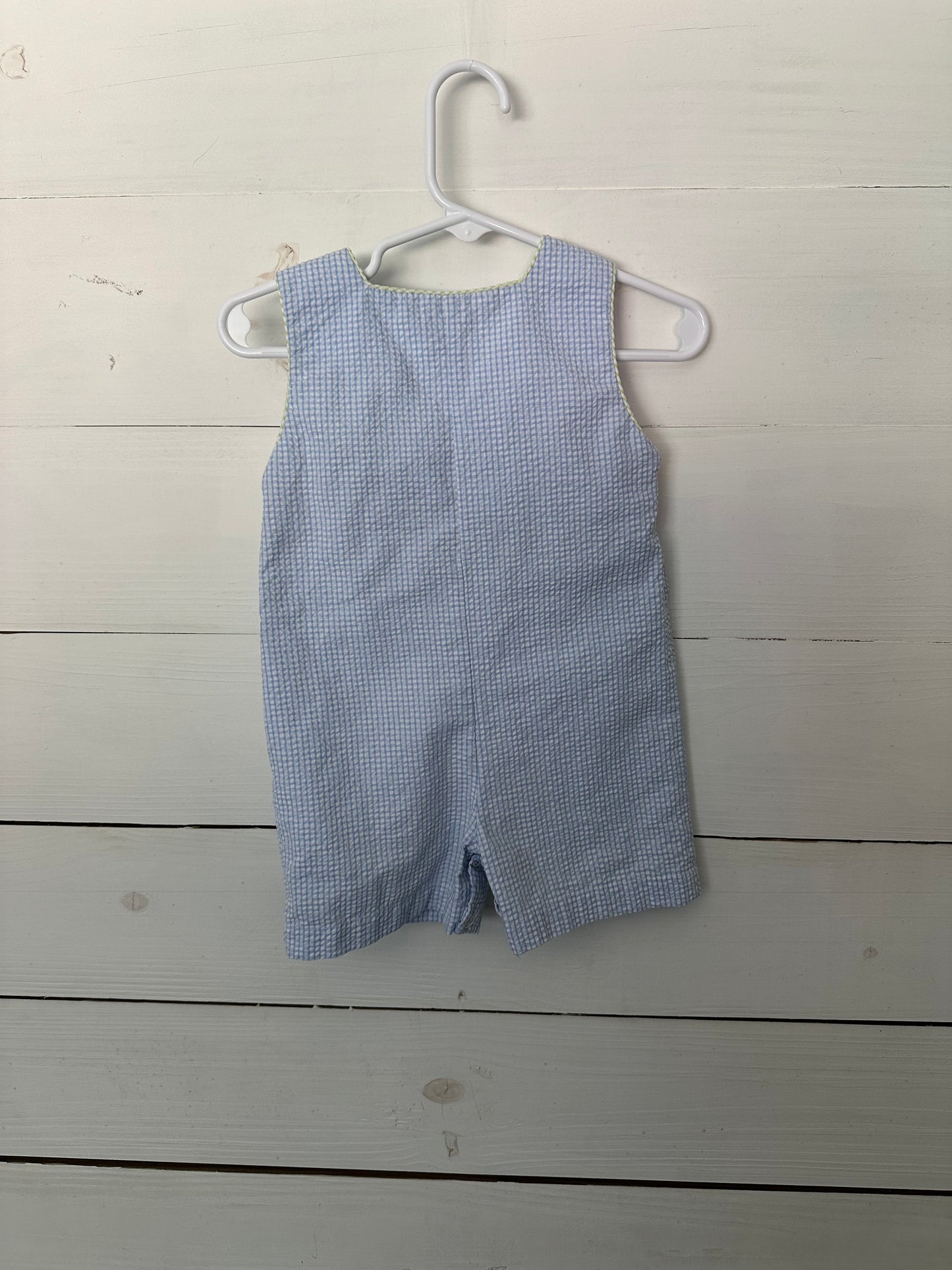 Royal Kids Blue Gingham Jon Jons with Smocked Palm Trees & Fish