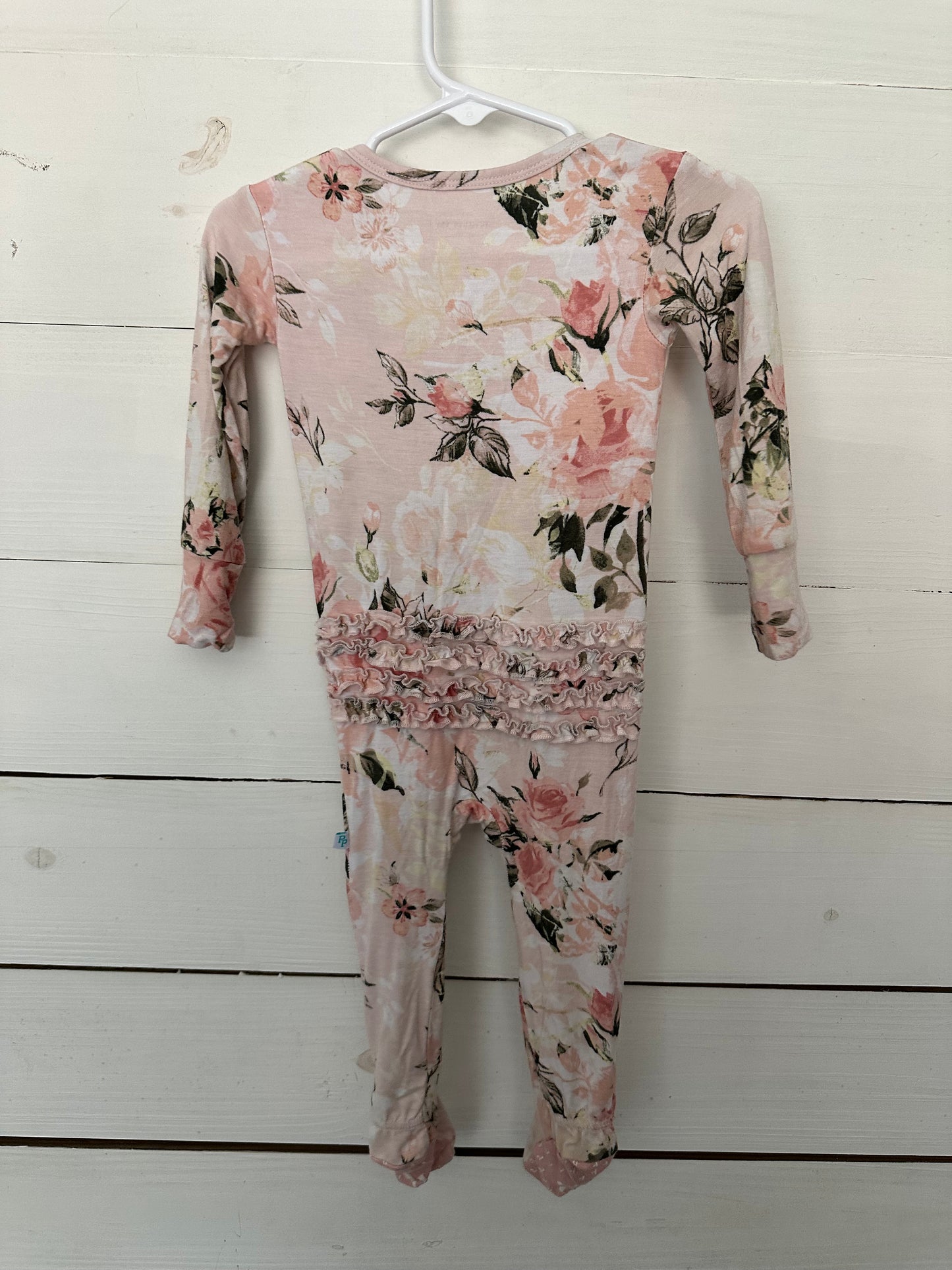 9-12m Posh Peanut floral jammies with floral print - double zip and grippies
