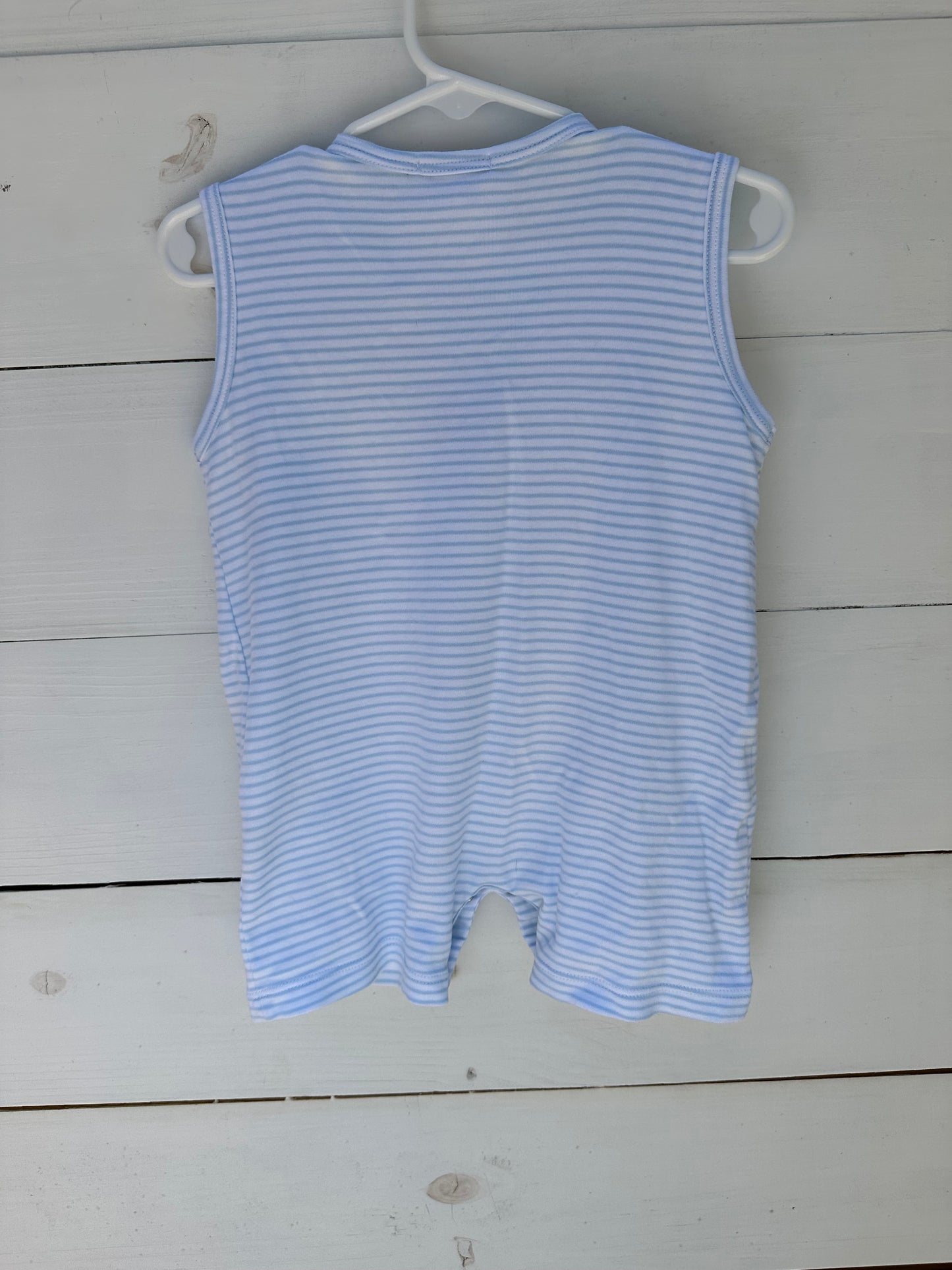 Kissy Kissy Crab Romper with Blue Stripes