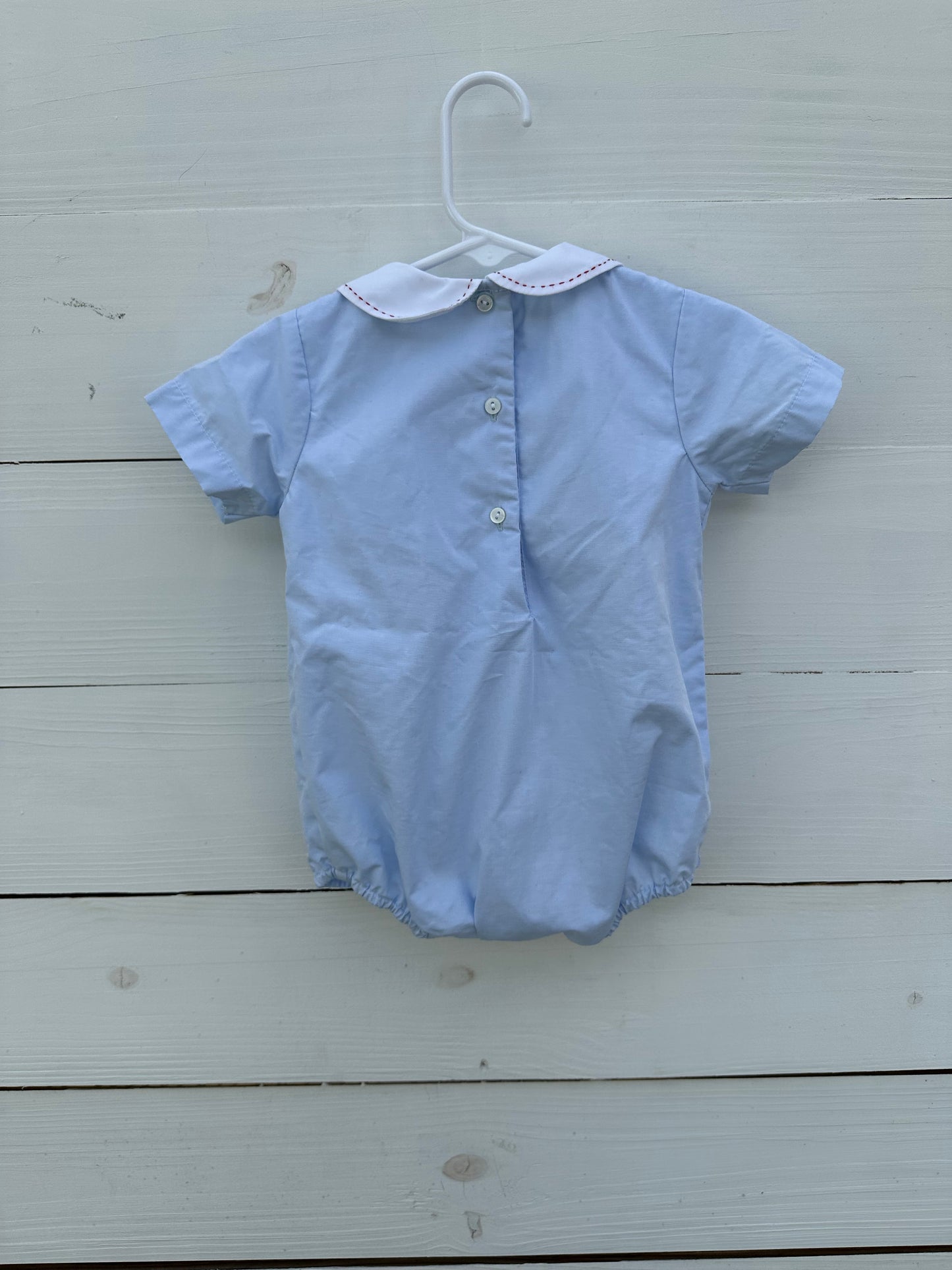 9m - Petit Ami Smocked Puppy Baby Blue Bubble