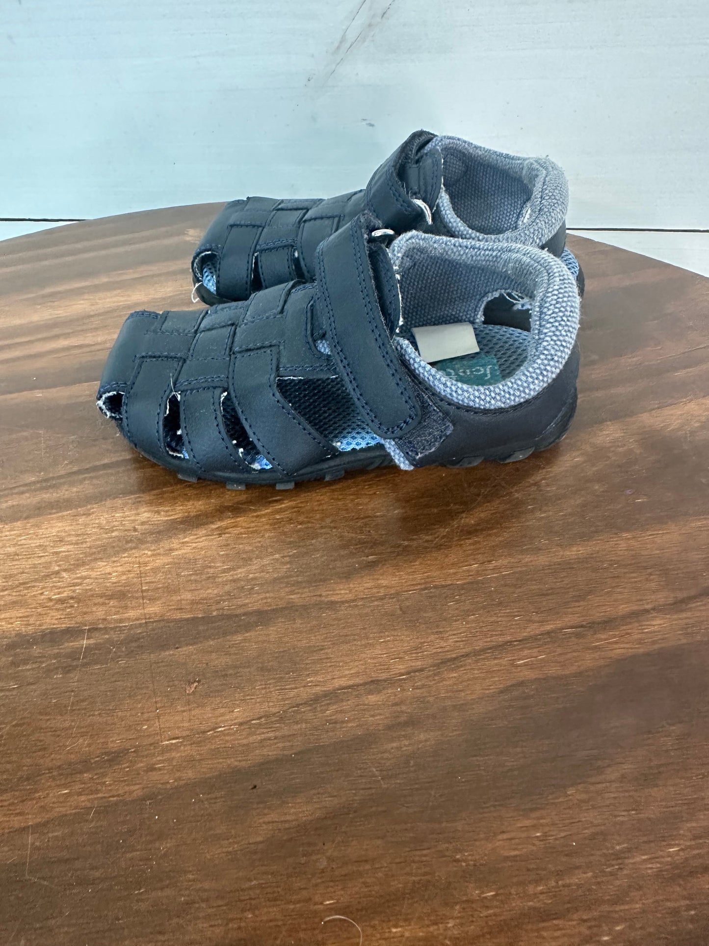 8 - Scott David Navy Leather Closed Toe Sandals