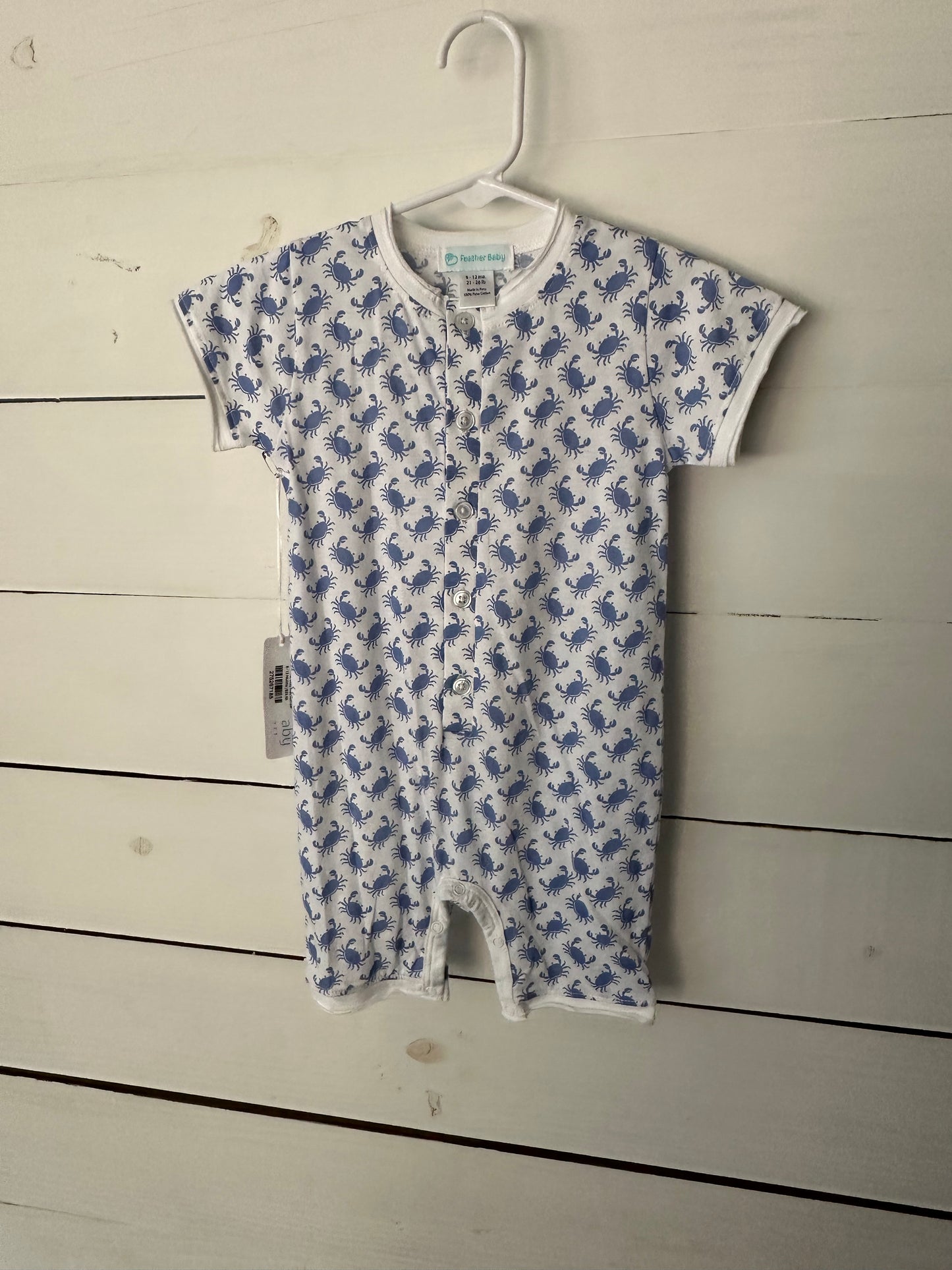 9-12M Feather Baby Crab Romper