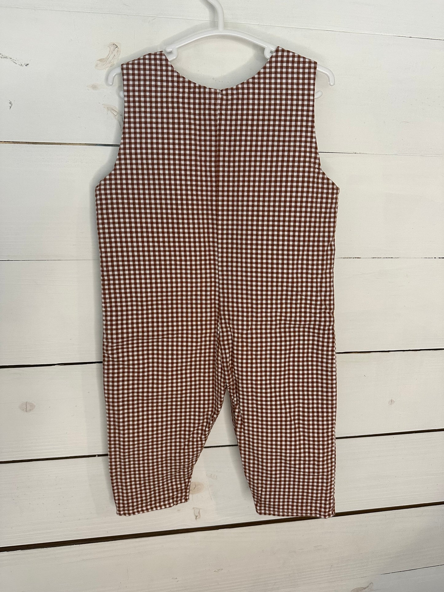 12M - Lolly Wolly Doodle - Boys Brown Gingham Jon Jons with Turkey