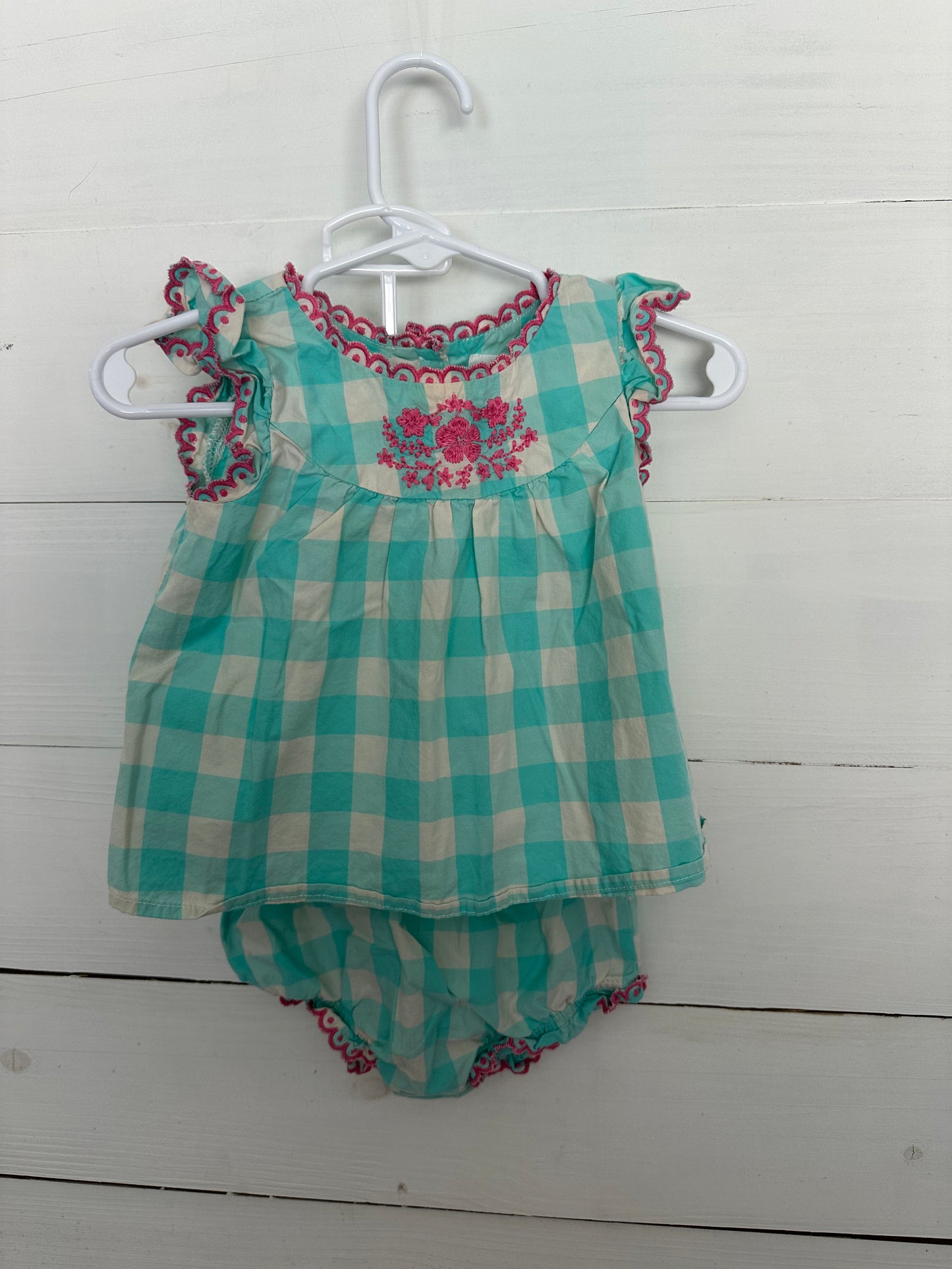 Baby Gap - Aqua and Pink Gingham Bloomer Set