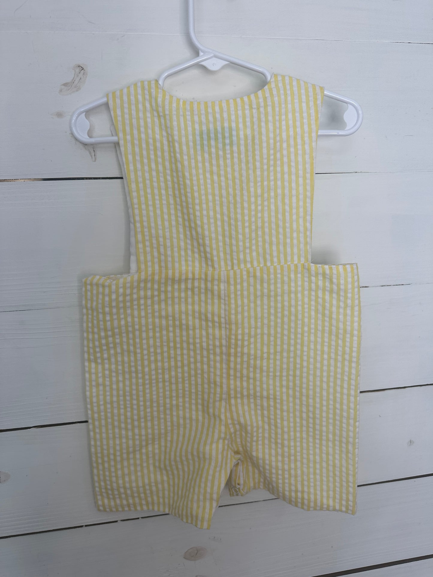 18M - Flynn|Kelsey Yellow Seersucker Jon Jons with Smocked Bunnies