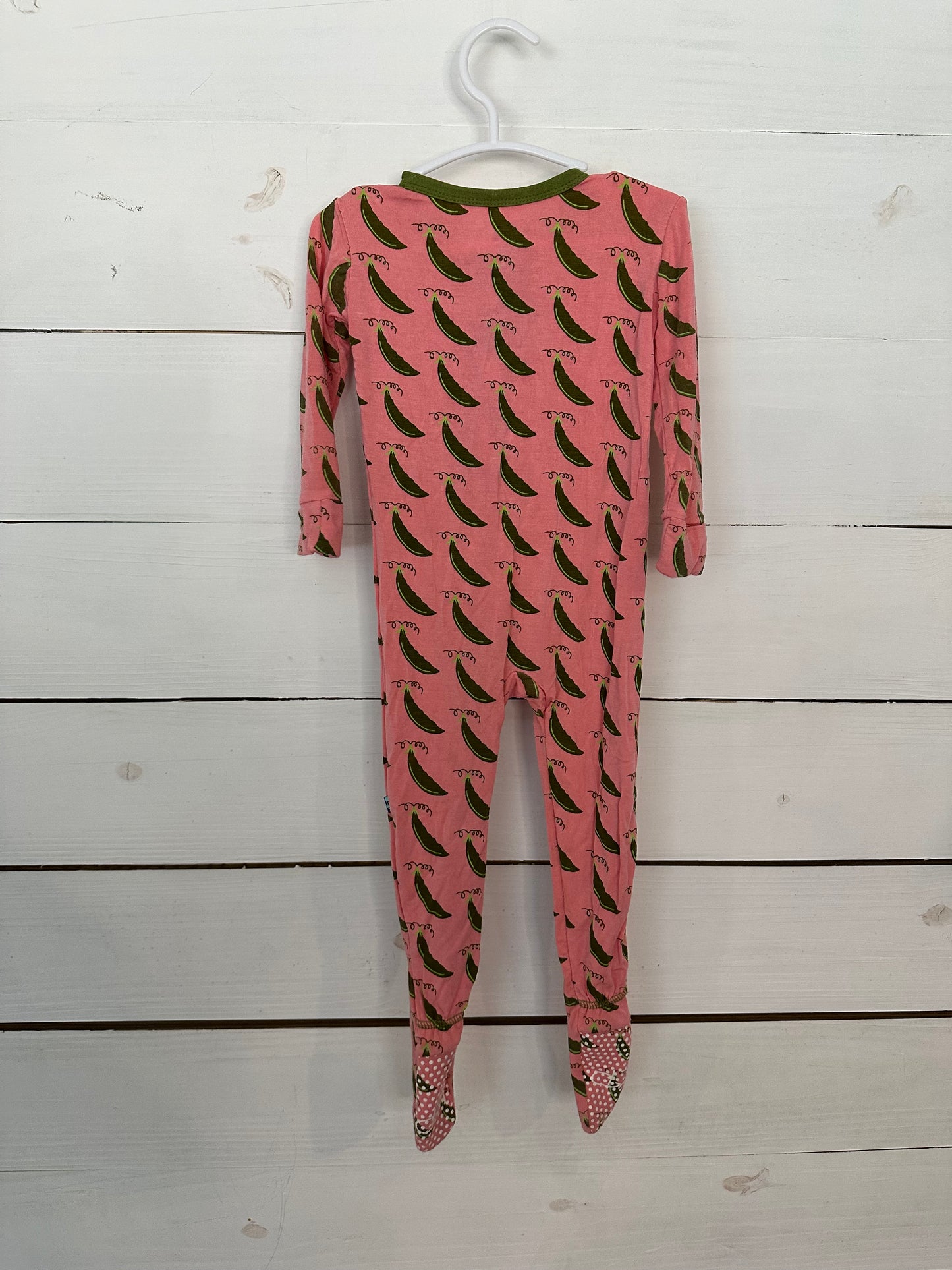 12-18m - Kickee Pants Pink with Pea Pod Pajamas with Grippy Feet