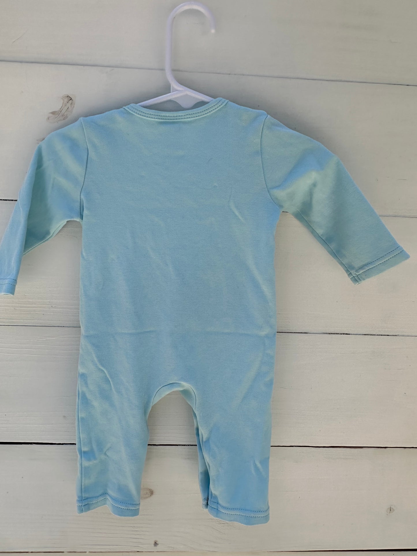 0/3m - James Ice Blue Romper with Frosty the Snowman Appliqued