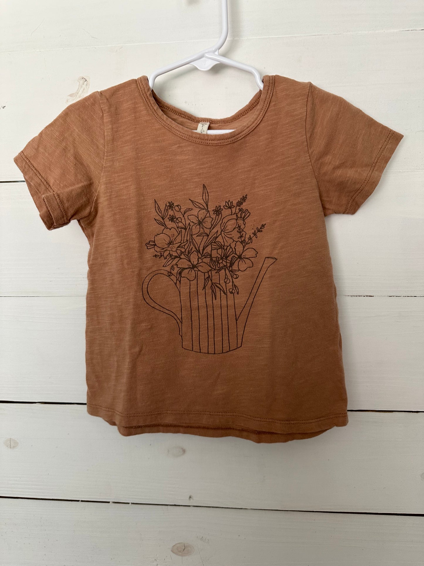 2/3T - Rylee + Cru Graphic Shirt - Rust with Water can and flowers
