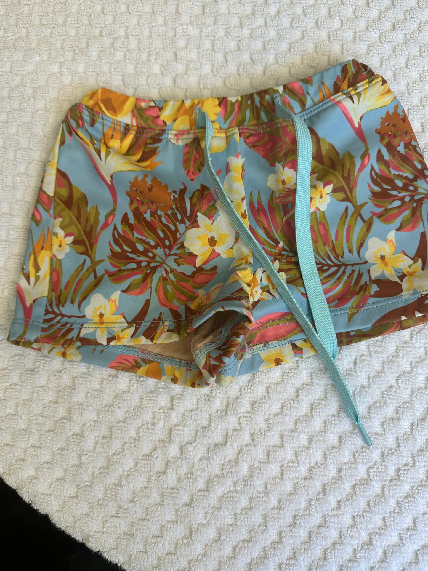 18-24M - Kortni Jeane Tropical Palms Swim Trunks - Euro Short Style