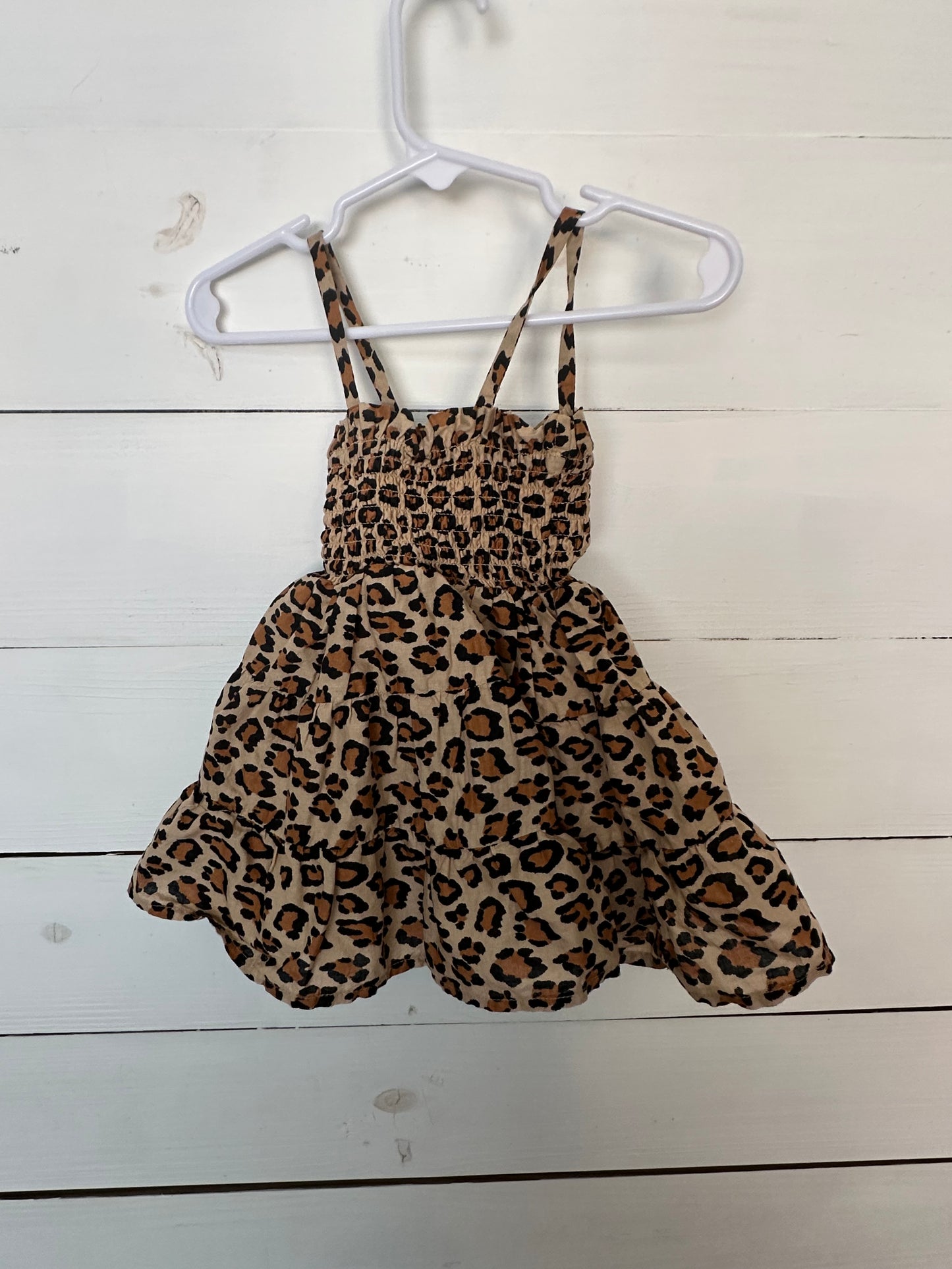12/18M - Janie & Jack Leopard Dress with Smocked Top and Matching Bloomers
