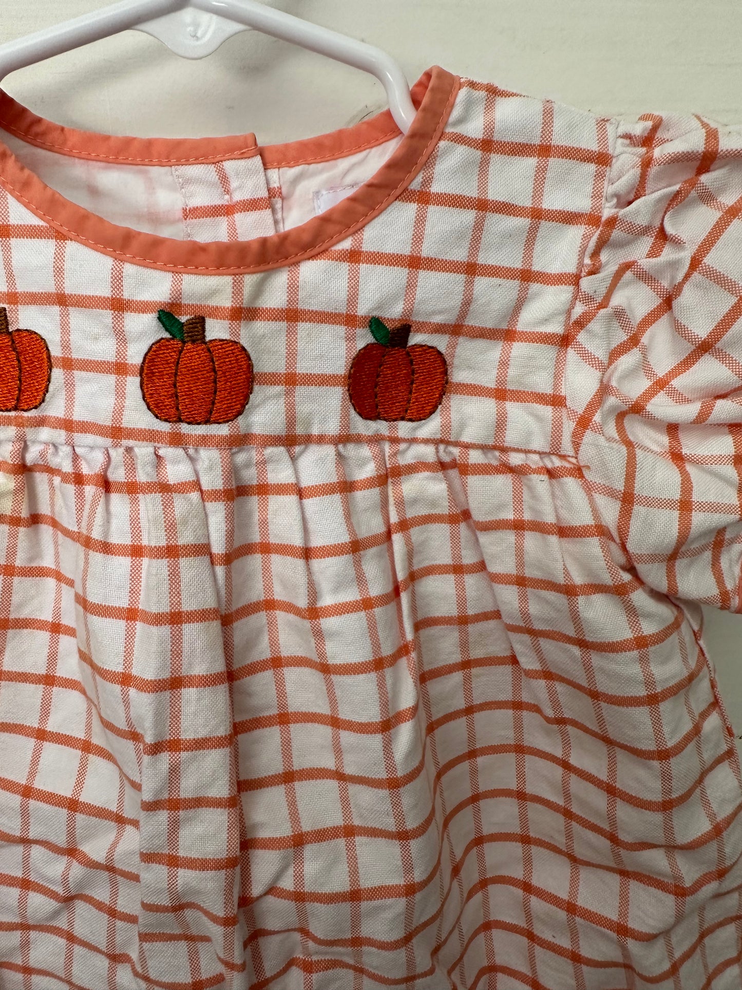 2T- PP Co. Orange Window Payne Plaid with Embroidered Pumpkin 2 Piece Set