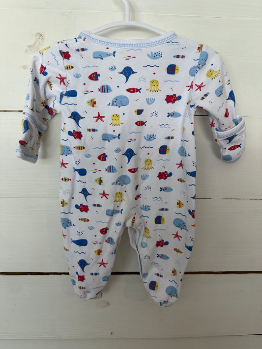 NB - Kissy Kissy Ocean Animal Button Up Romper