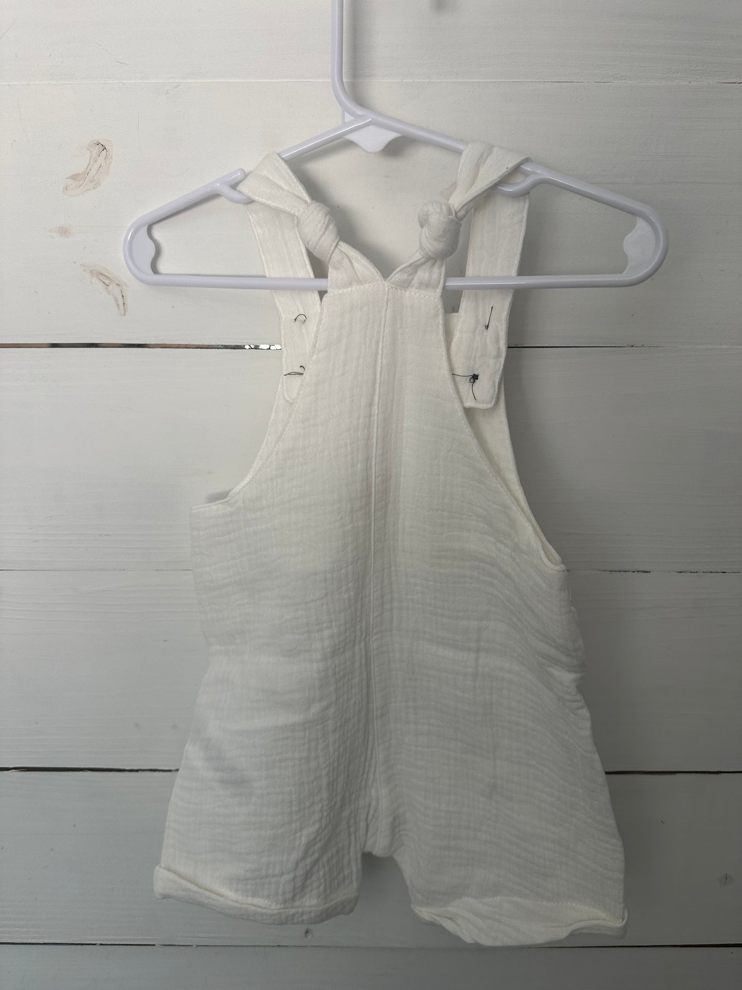 12-18M - Ettie H White Muslin Overalls