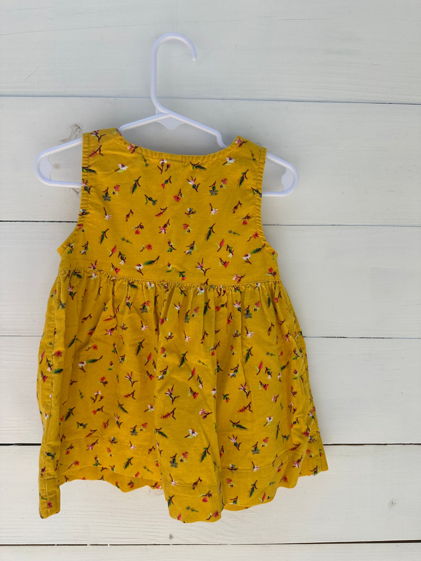12/18 - Yellow Floral Corduroy Dress - Gap