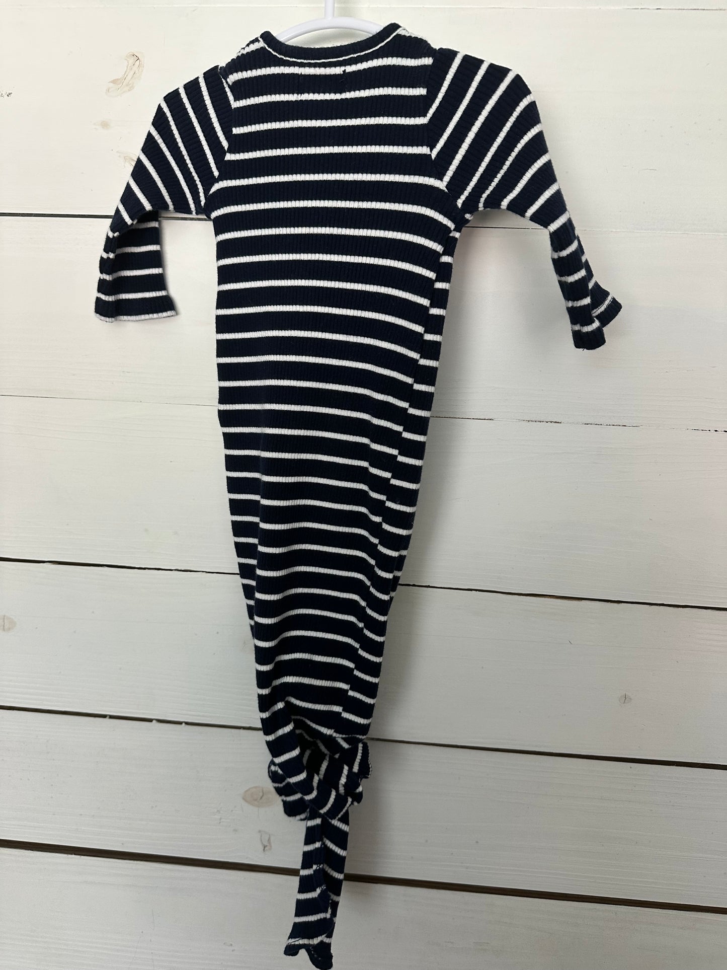 0-3M - Mud Pie - Navy Blue Striped Gown