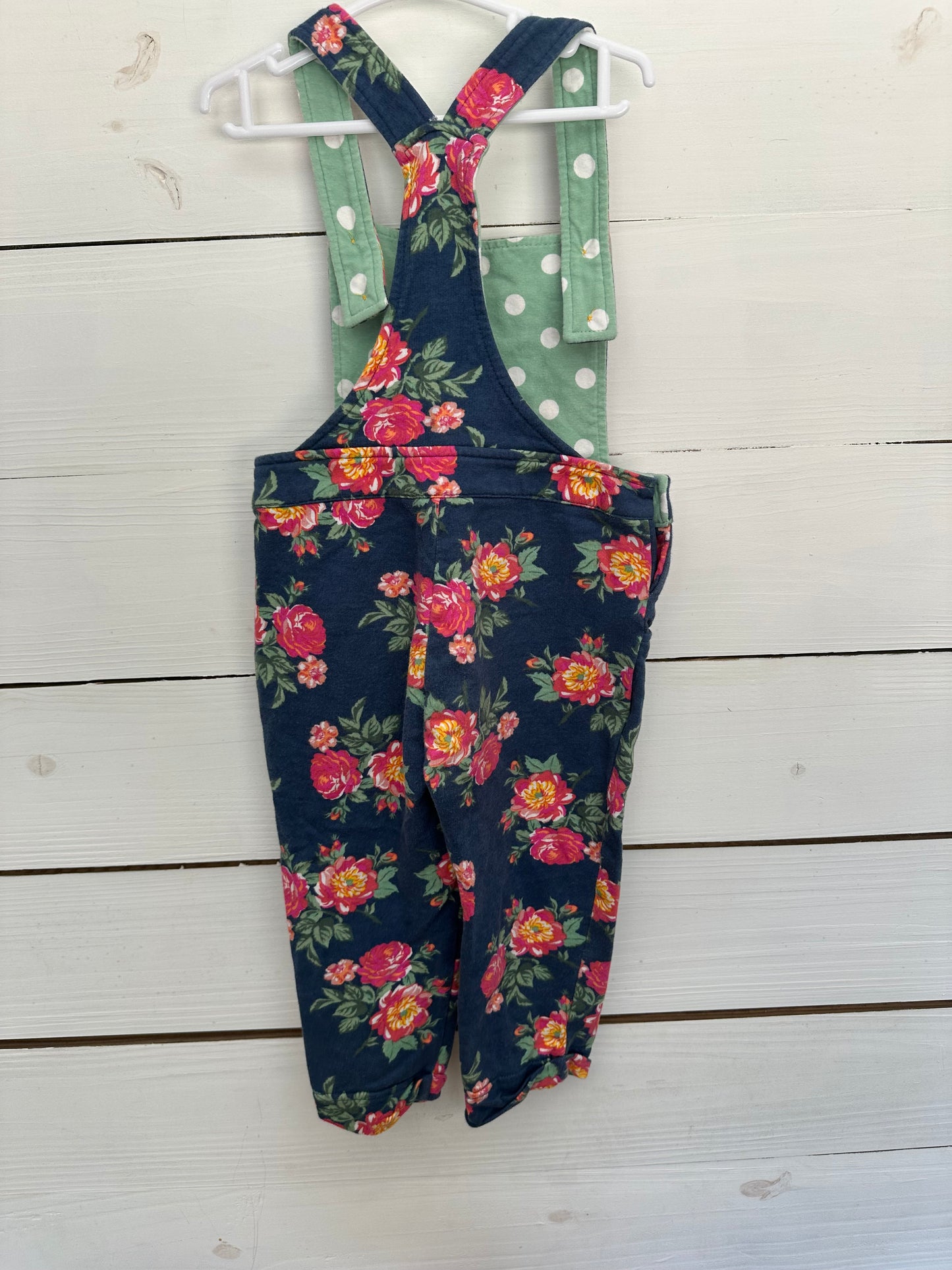 2T - Navy Blue Flower Overalls