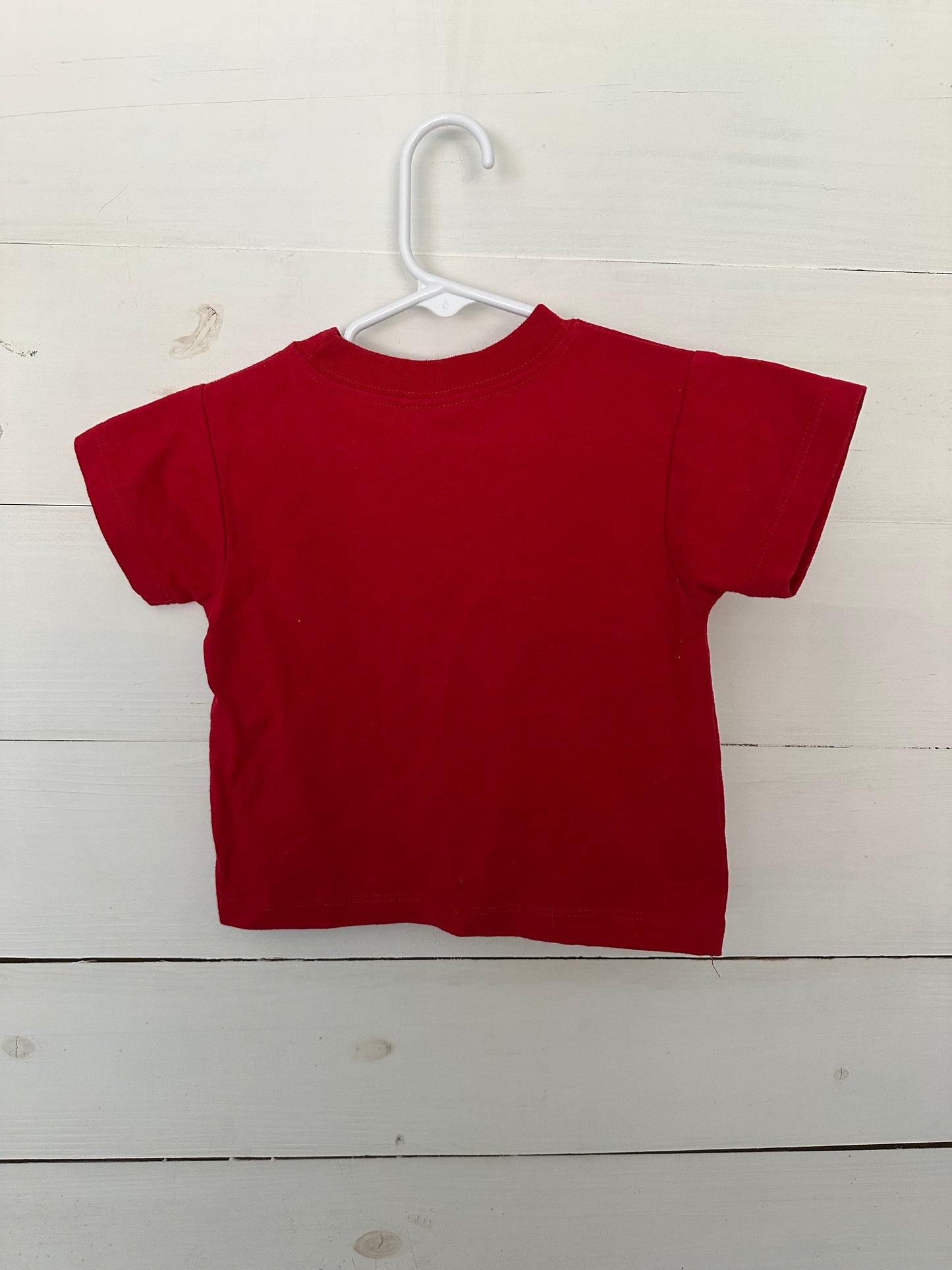 12m - Bailey Boys: Red t-shirt with appliqued baseball