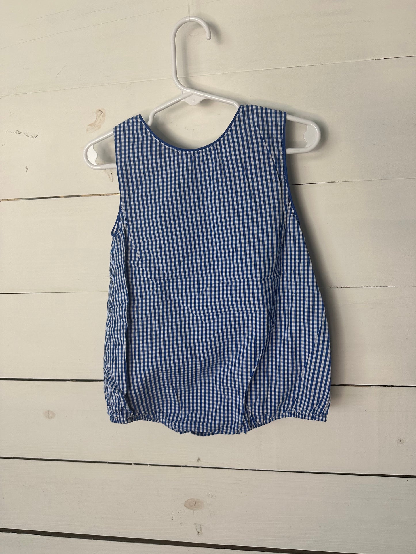 18-24M - Lil Cactus Blue Gingham Bubble with Cars
