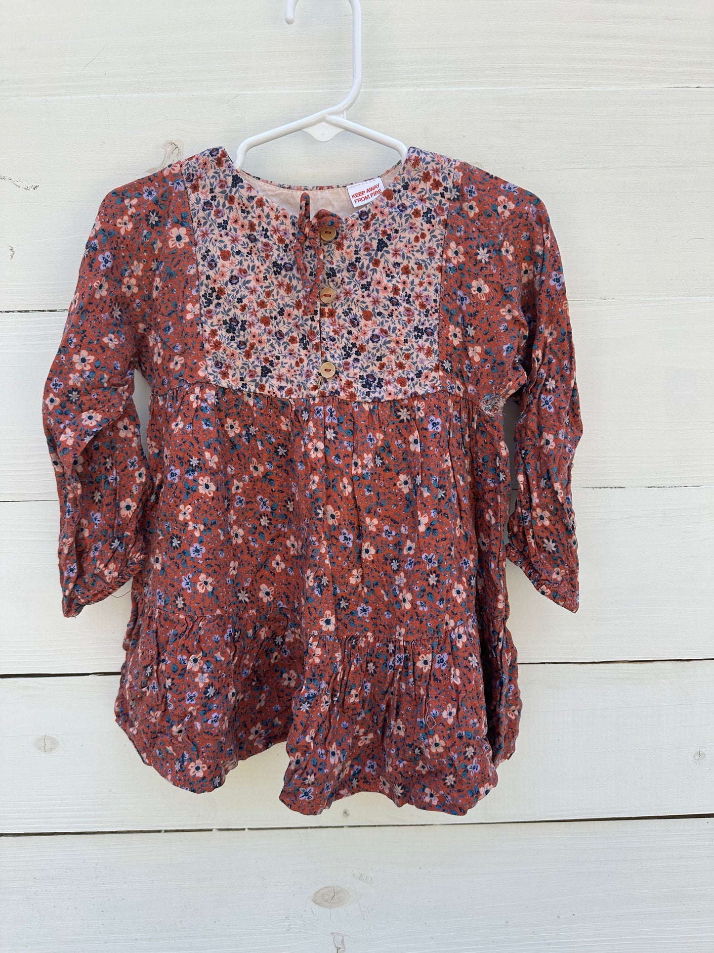 2/3T - Mauve, Pink, & Rust Floral Dress - ZARA