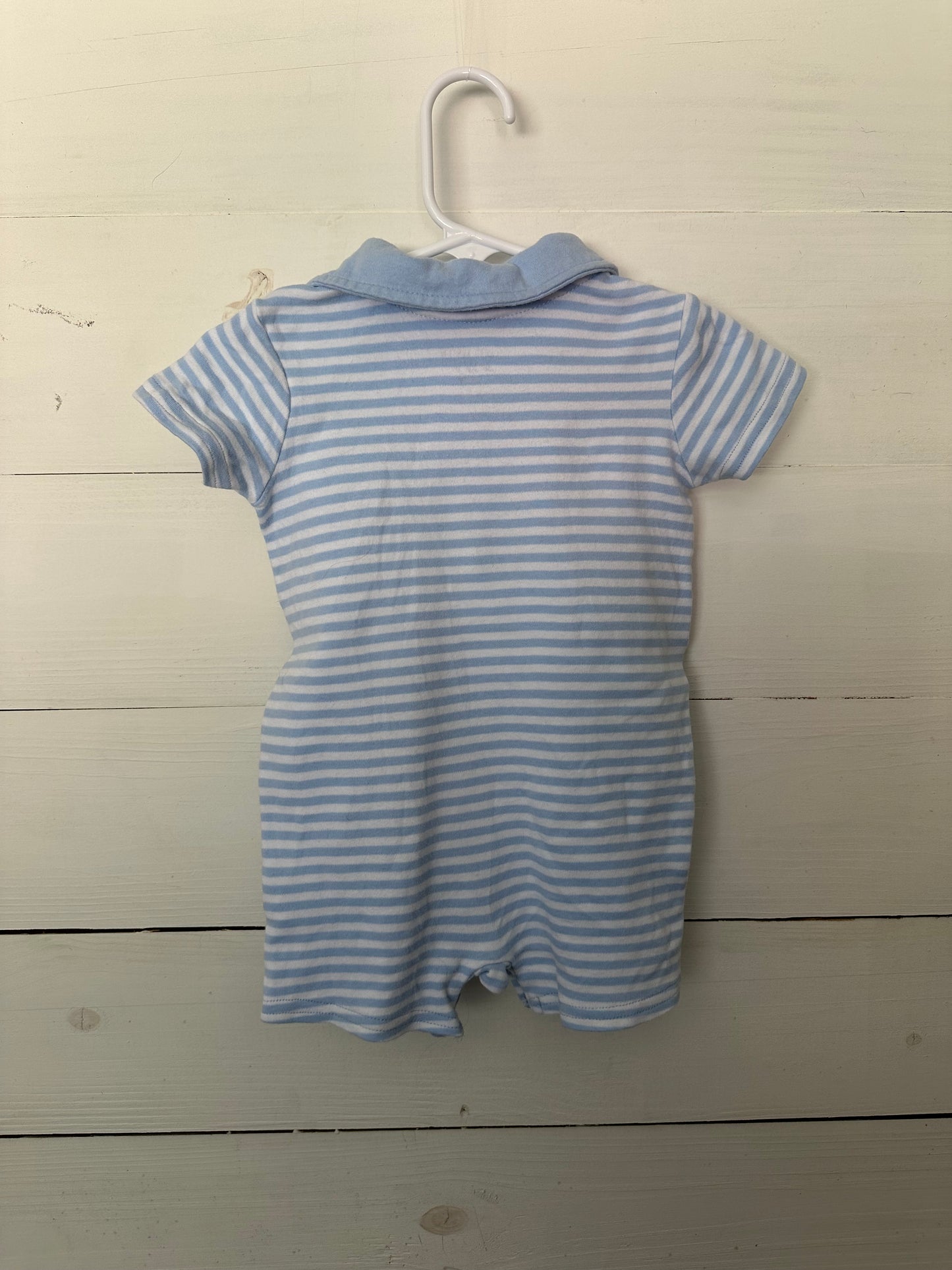Crown & Ivy Blue Striped Romper with Collar