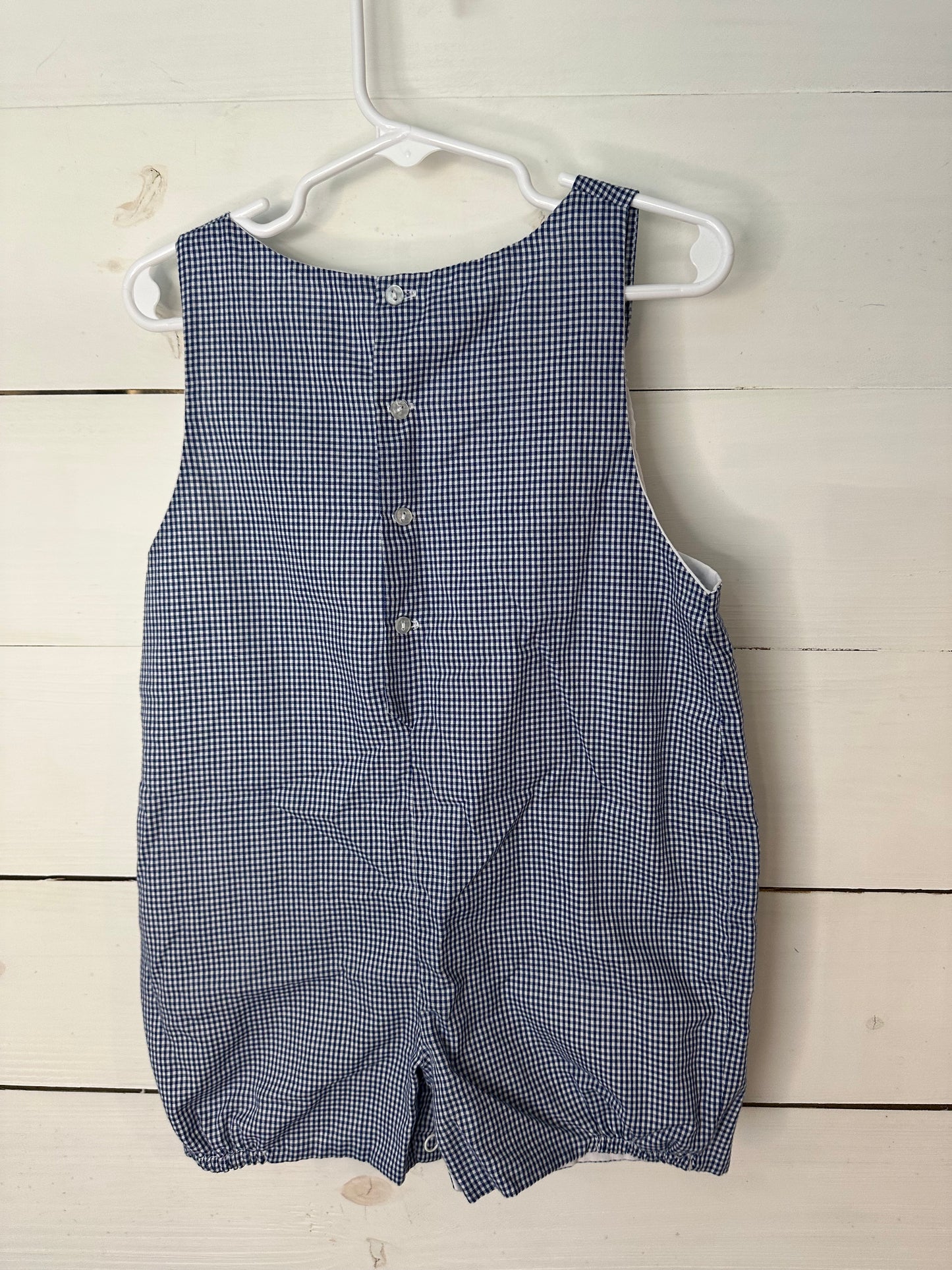 24M - Blue Gingham Jon Jon with Sail Boat Smocking