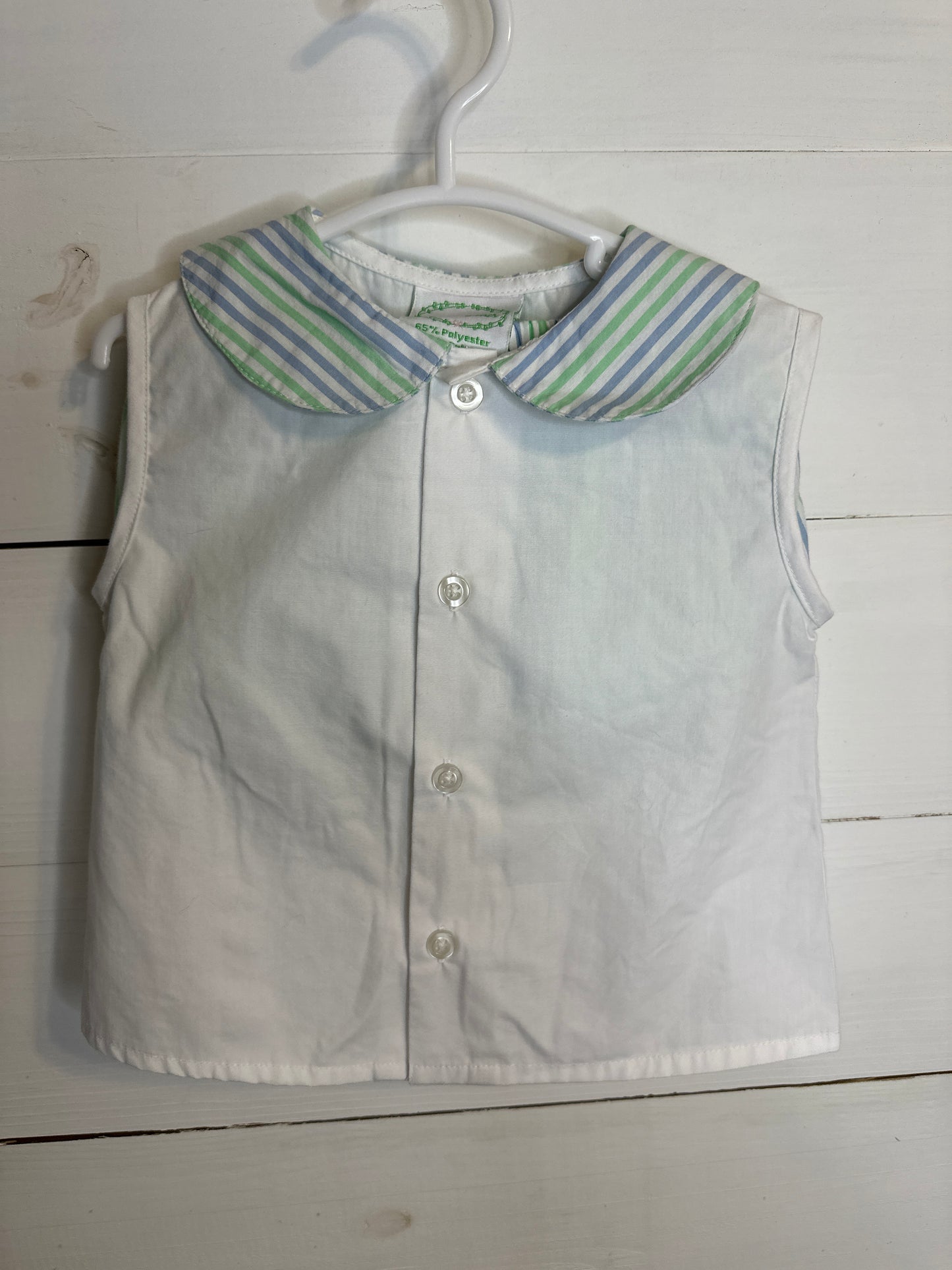 9M - Grace & James 2 Piece Set - Diaper Cover and Matching Button Up Shirt with Peter Pant Collar