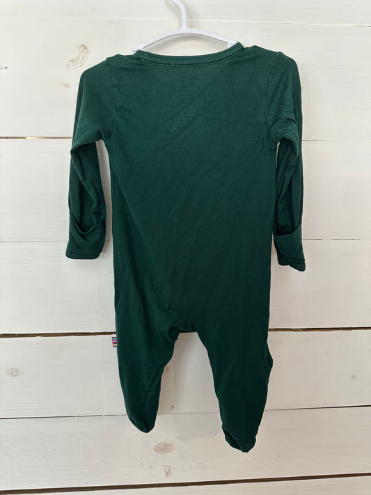 0-3M - Forest Green Magnetic Me Footed Pajamas