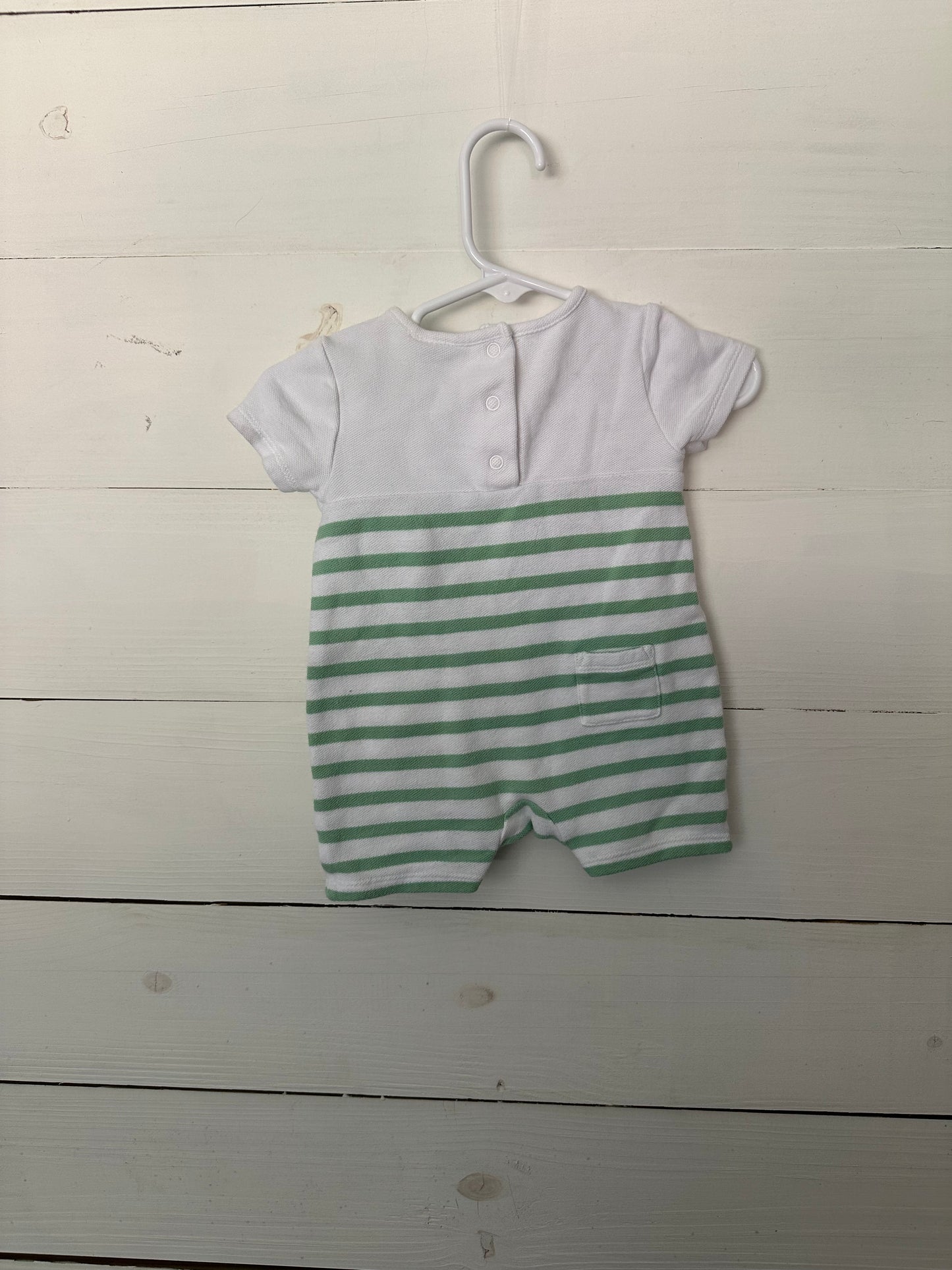 Janie & Jack Green & White Knit Romper with Alligator