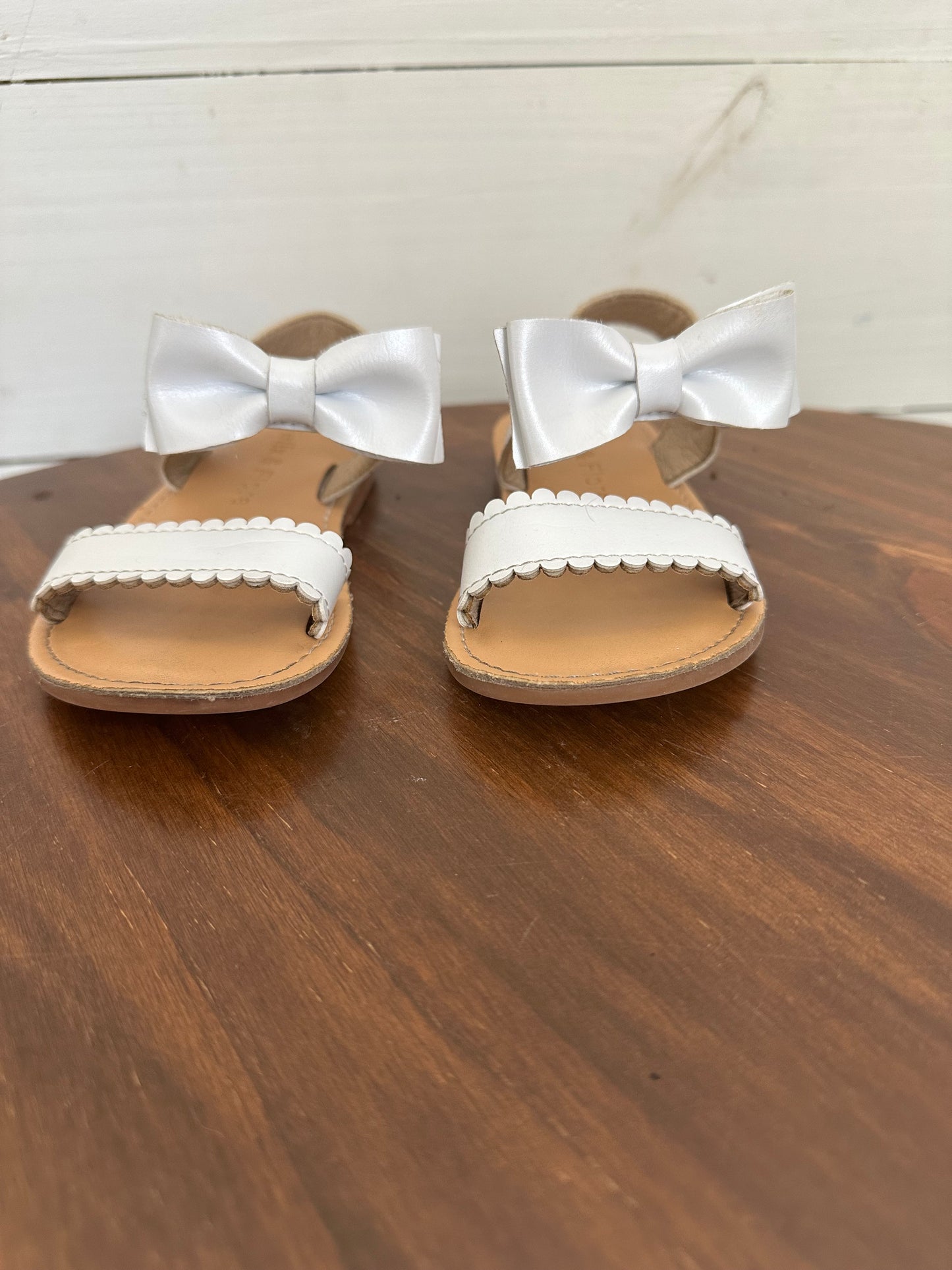 7 - Felix & Flora White Sandals with Scallop Details and Bow