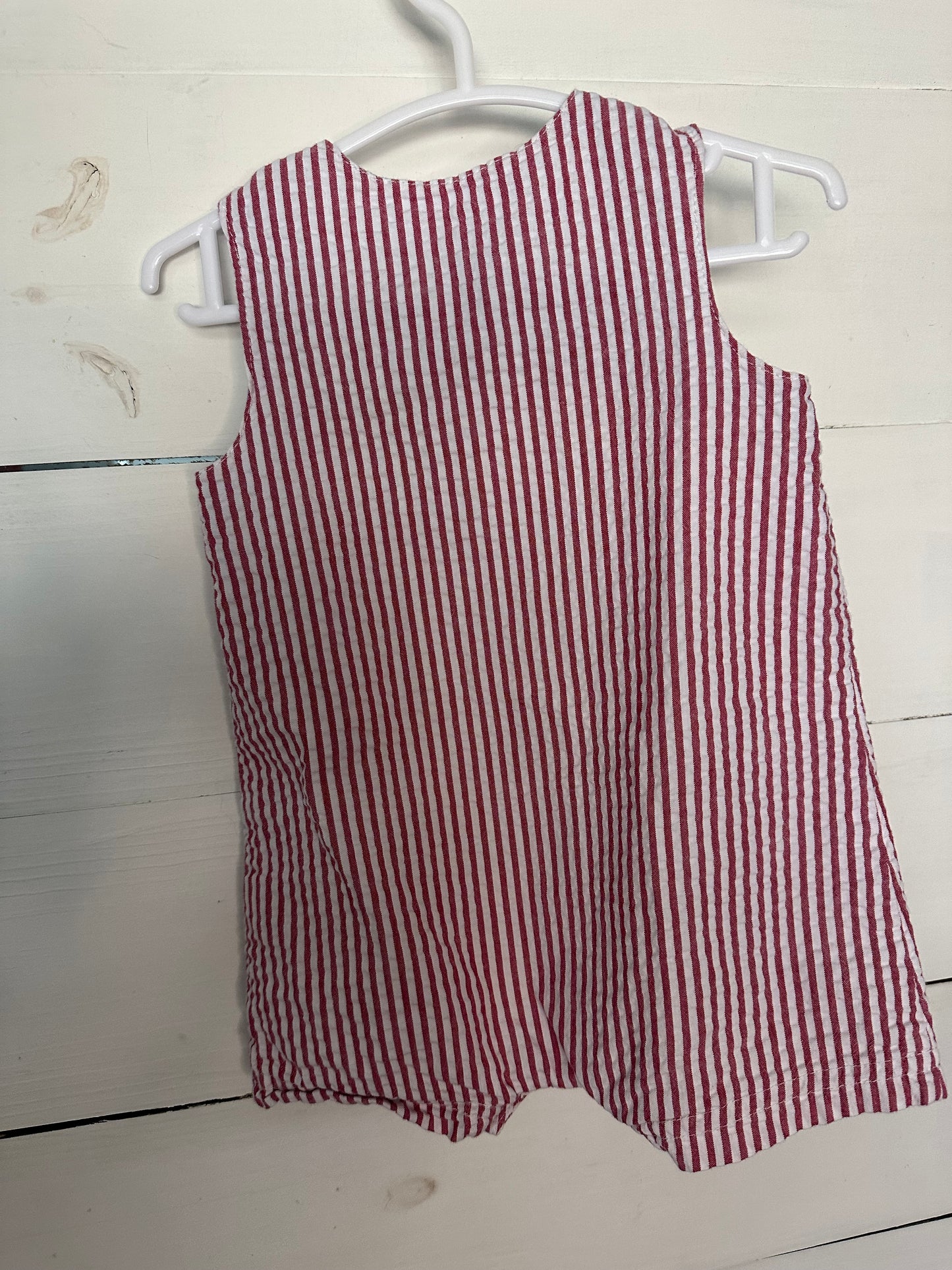 6M - Little Me Red Seersucker Jon Jon with Anchors