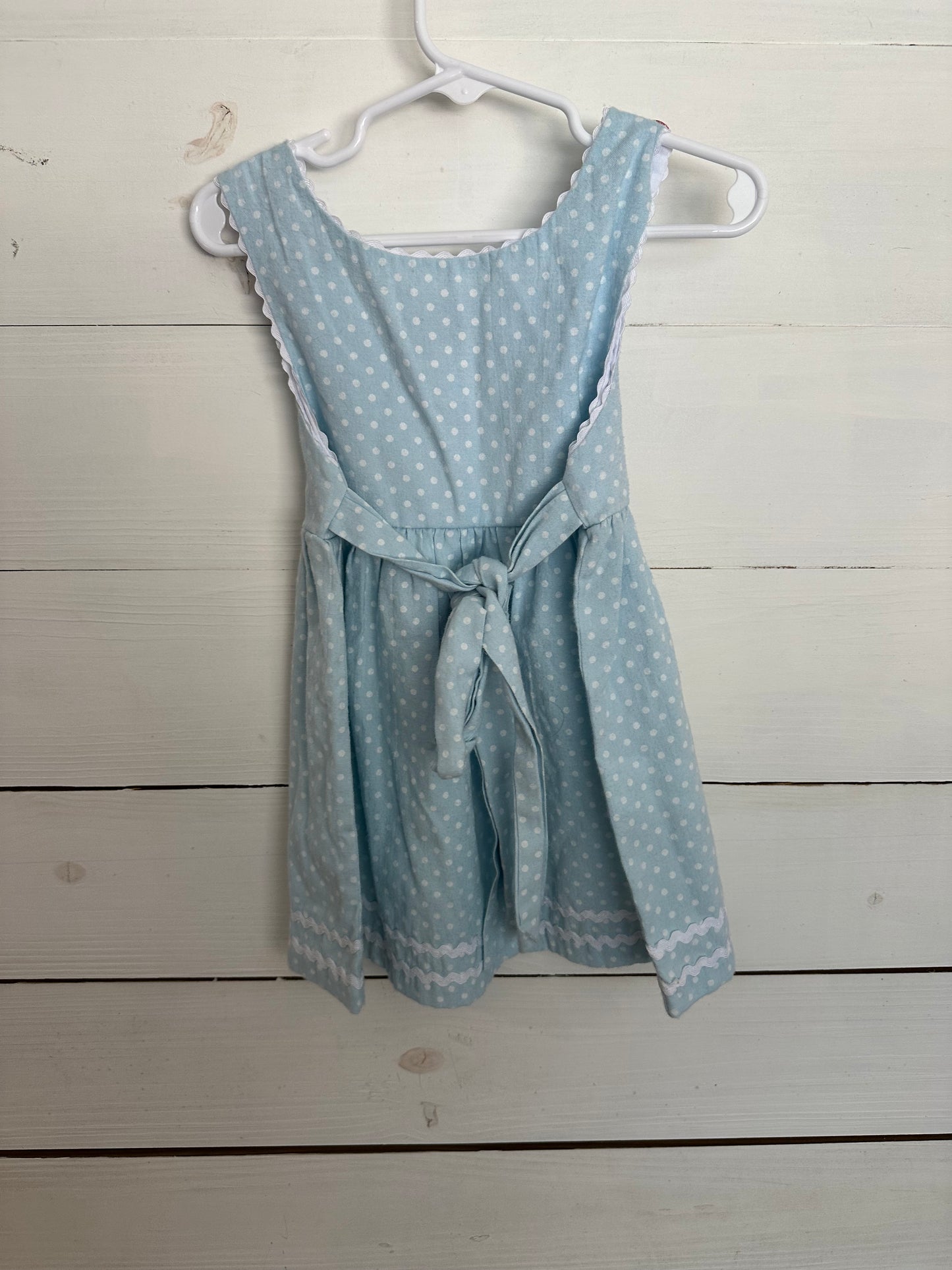 Lil Cactus Blue Polka Dot Dress with Floral Buttons and Appliqued Turtles