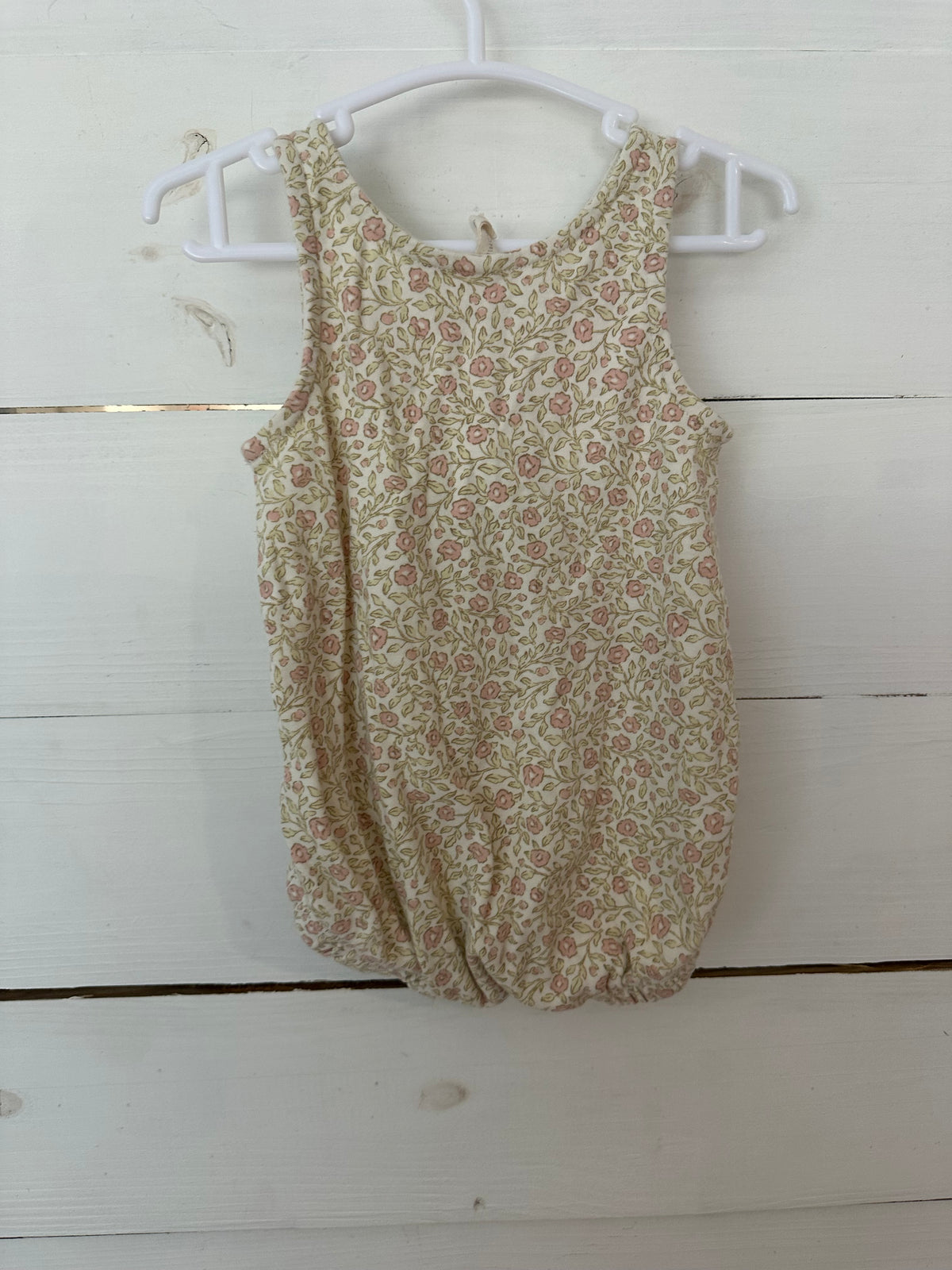6-12M - Quincy Mae Floral Bubble - Sage & Pink