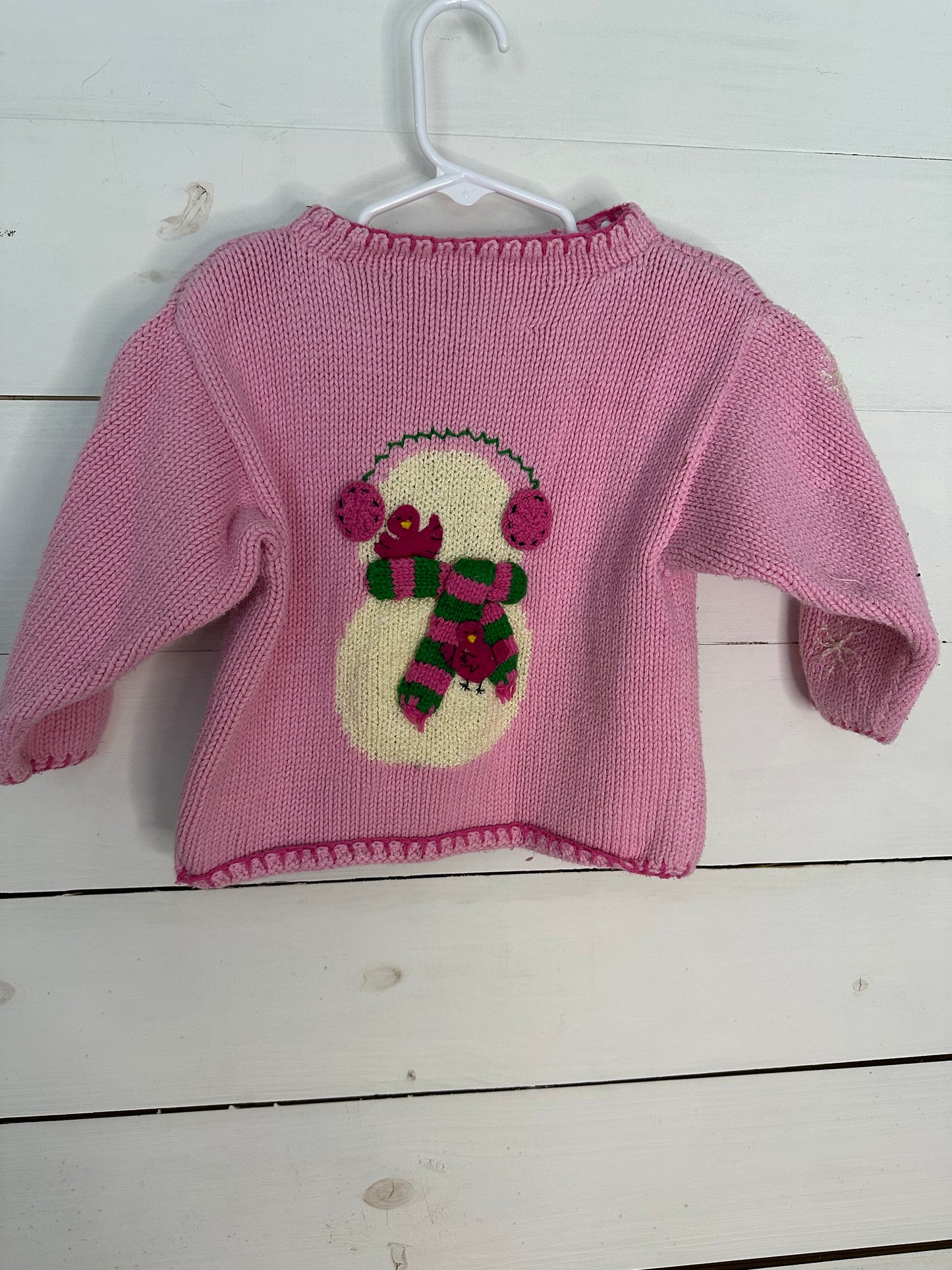 3T - Sam's Friend Pink Knit Snowman Sweater