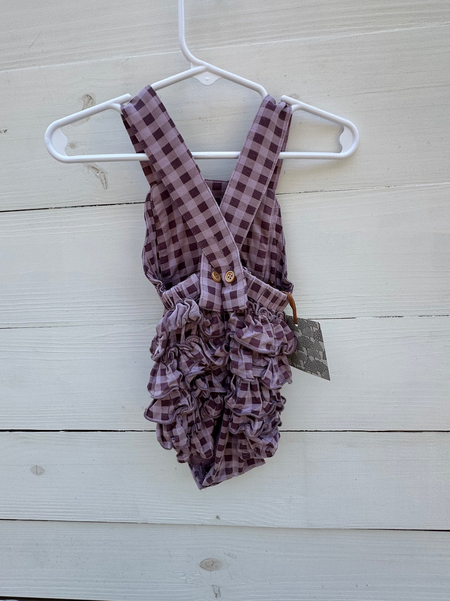 3/6M - Kate Quin NWT - Purple Gingham Sunsuit