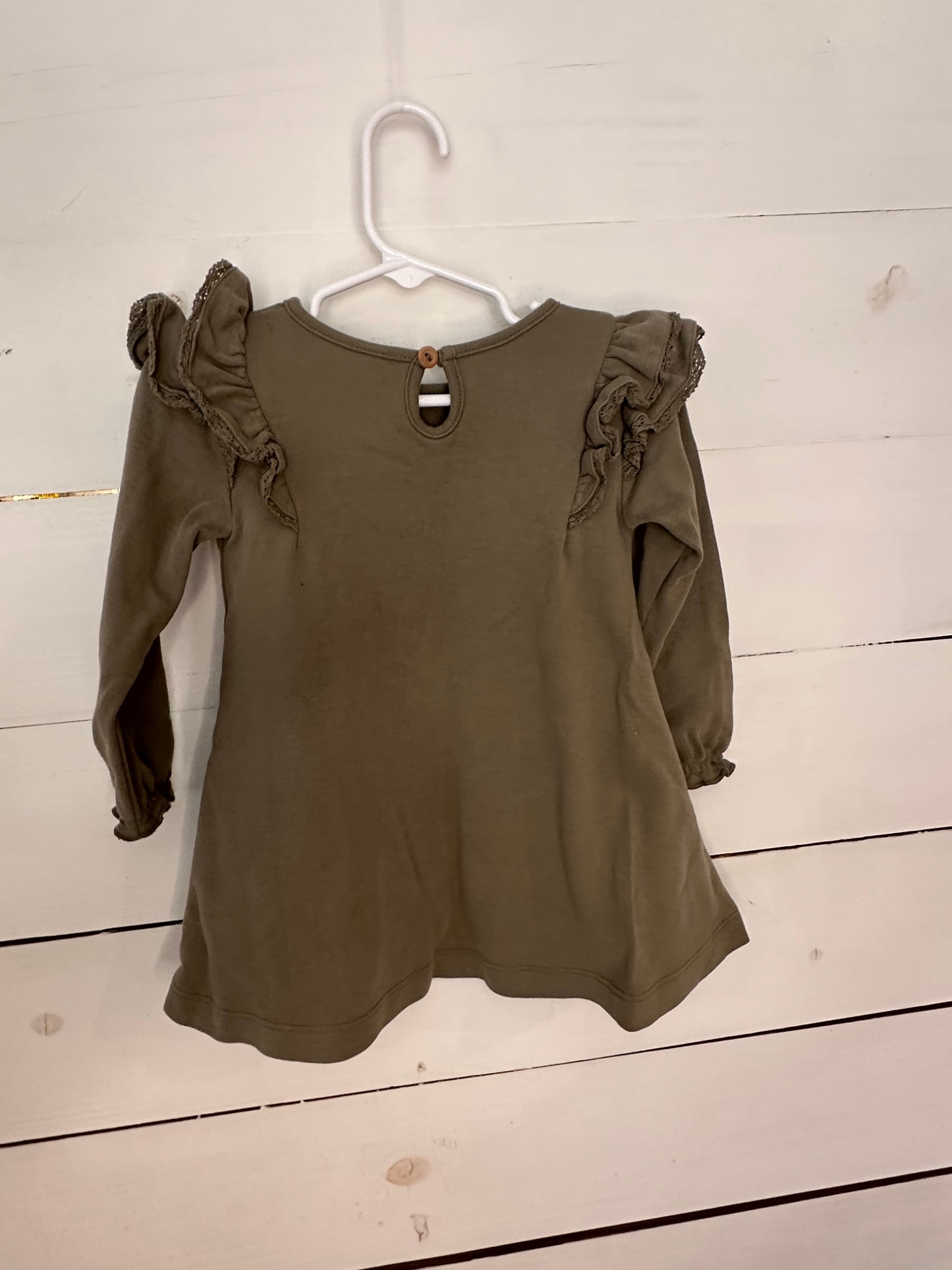 18-24M - Quincy Mae Olive Green Baby Doll Dress