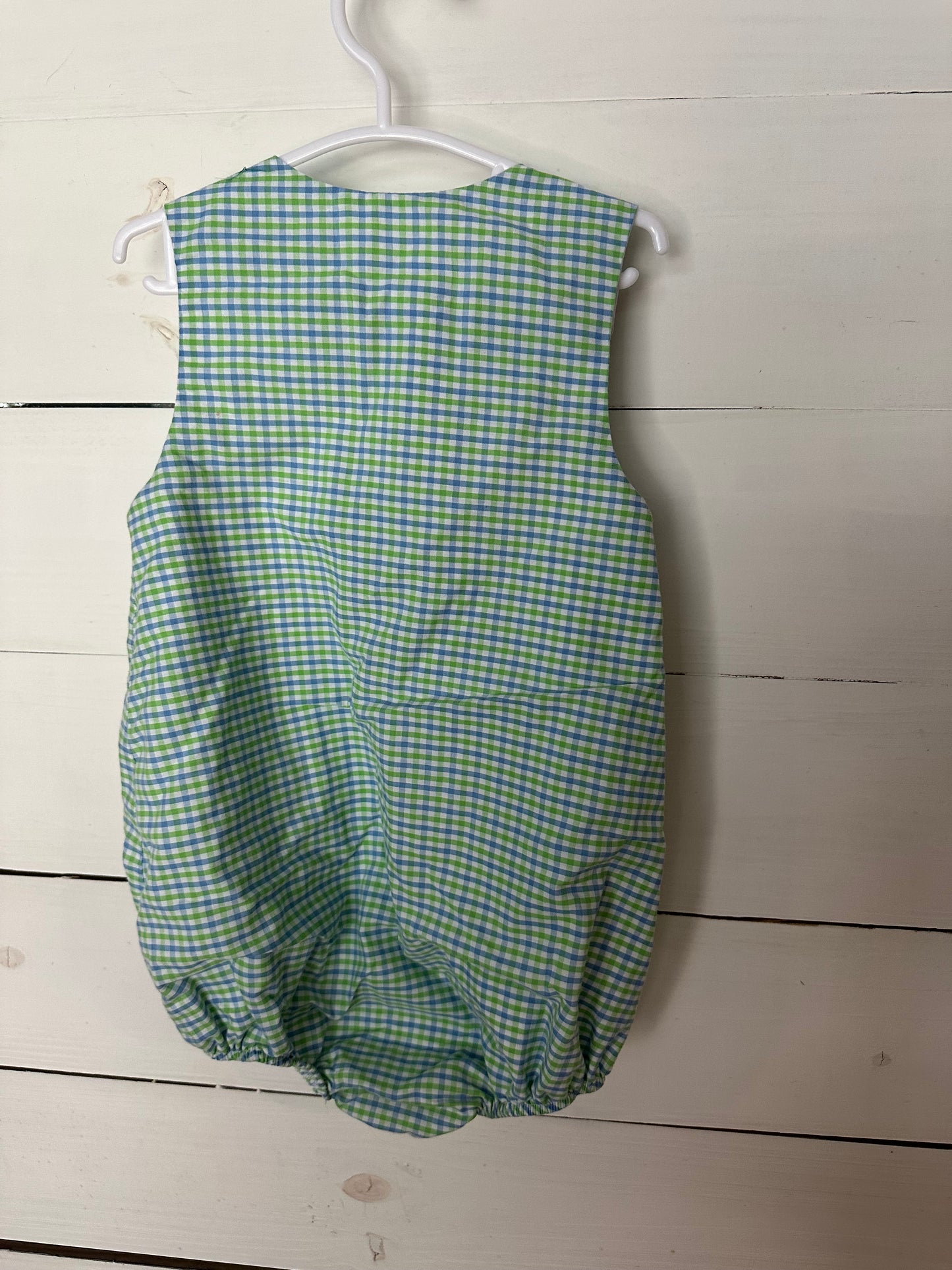 2T - Stichy Fish Blue and Green Gingham Bubble