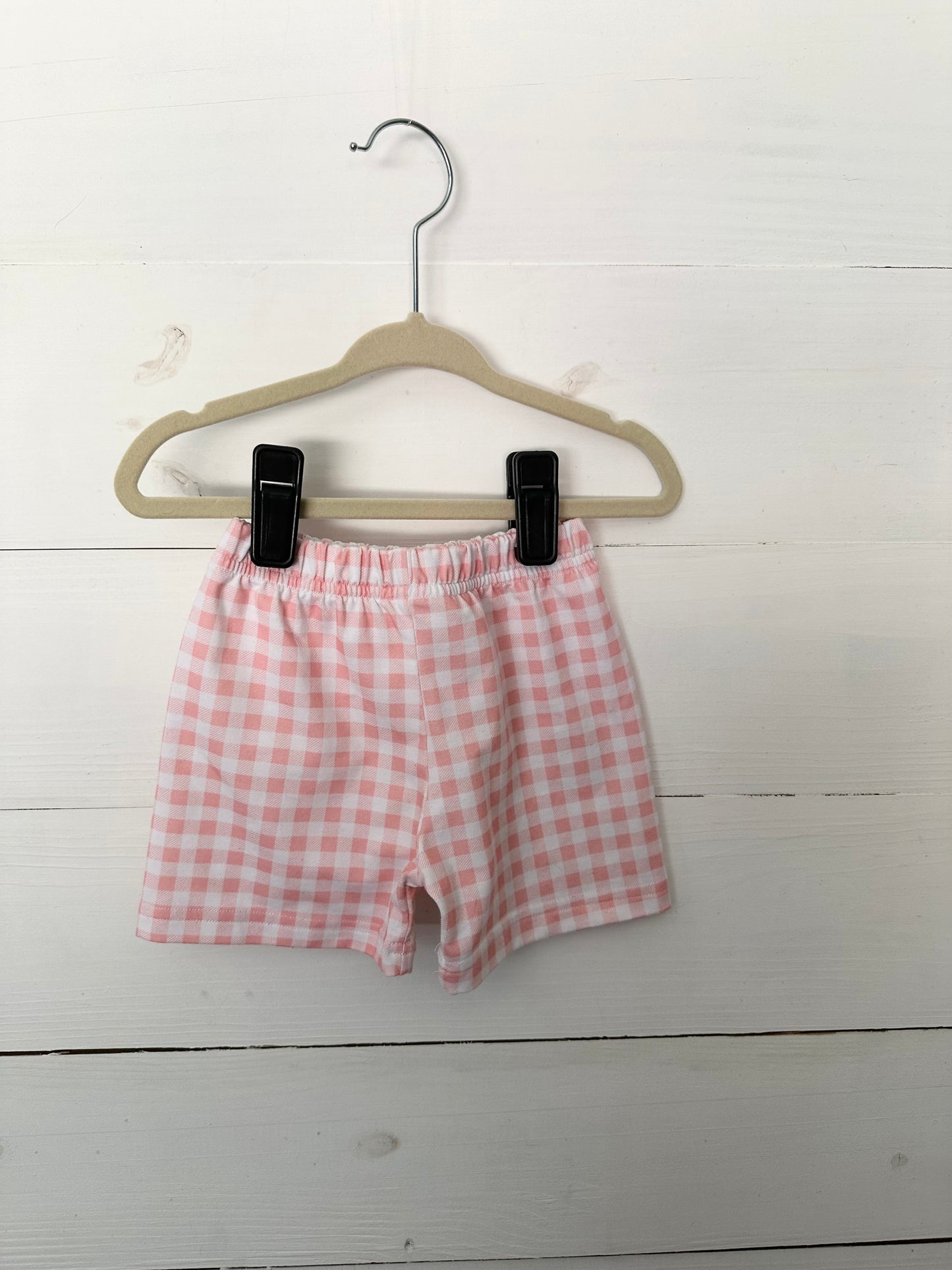 Saving Grace Smocks French Knot Piggies with Pink Gingham Shorts