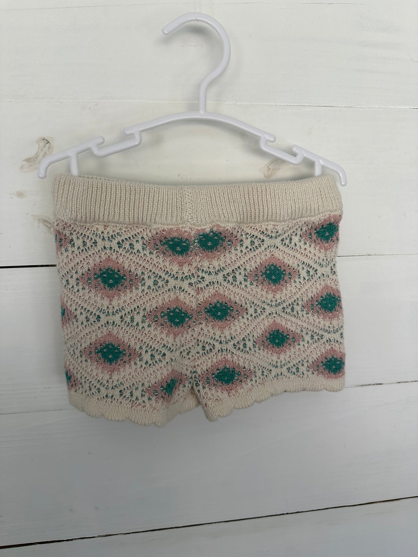 18M - Crotchet tank and matching shorts - Taupe, Pink, and Teal